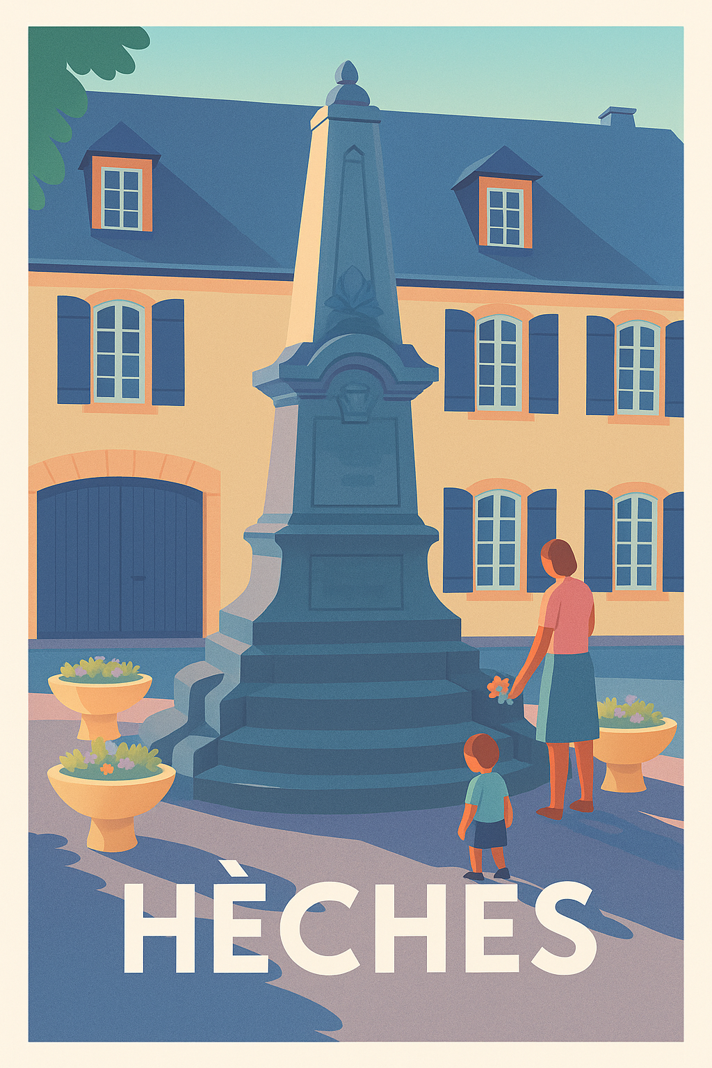 Affiche de Hèches - Un instant de quiétude au cœur du village