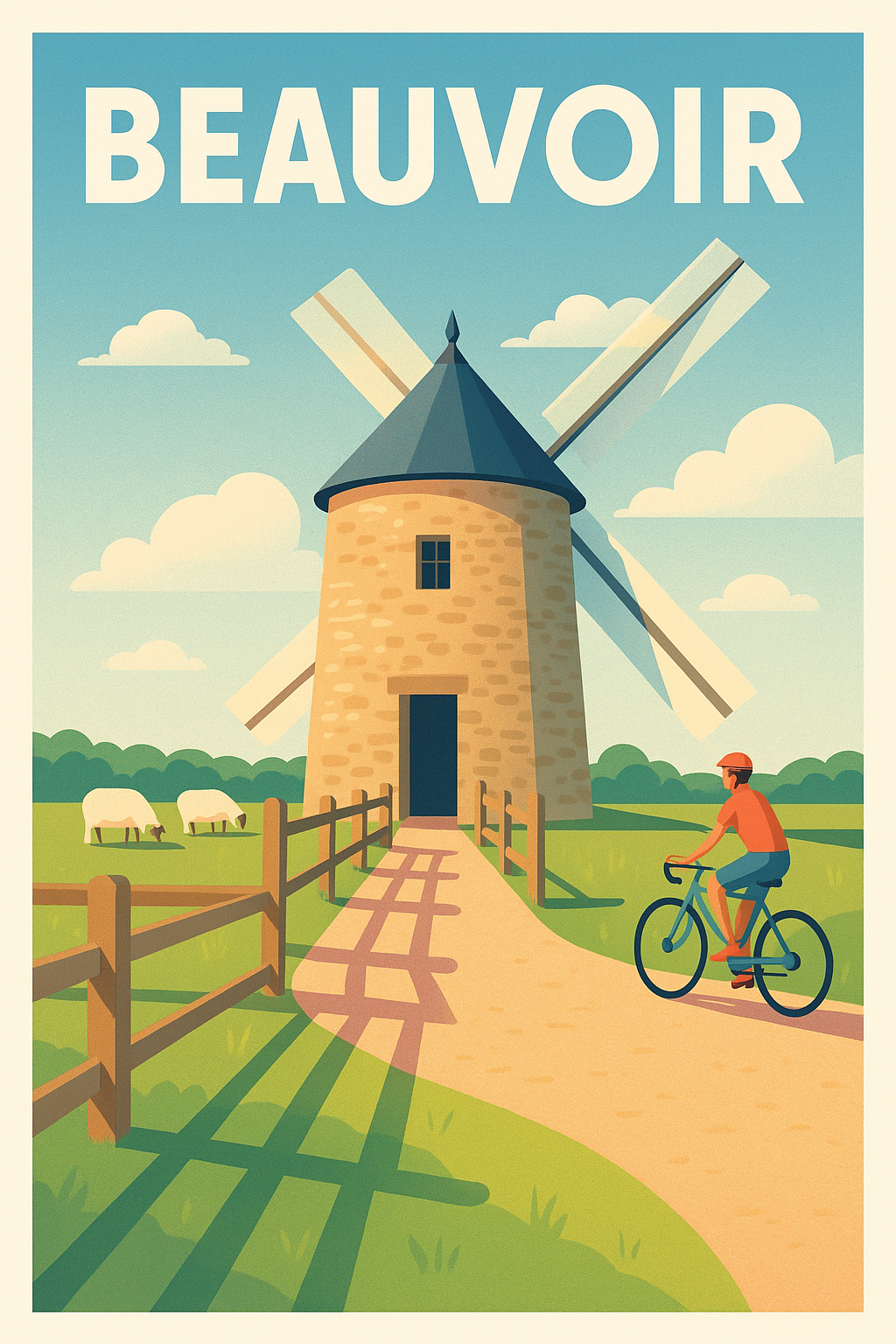 Affiche Beauvoir — Douce balade au moulin · poster d'art de Beauvoir