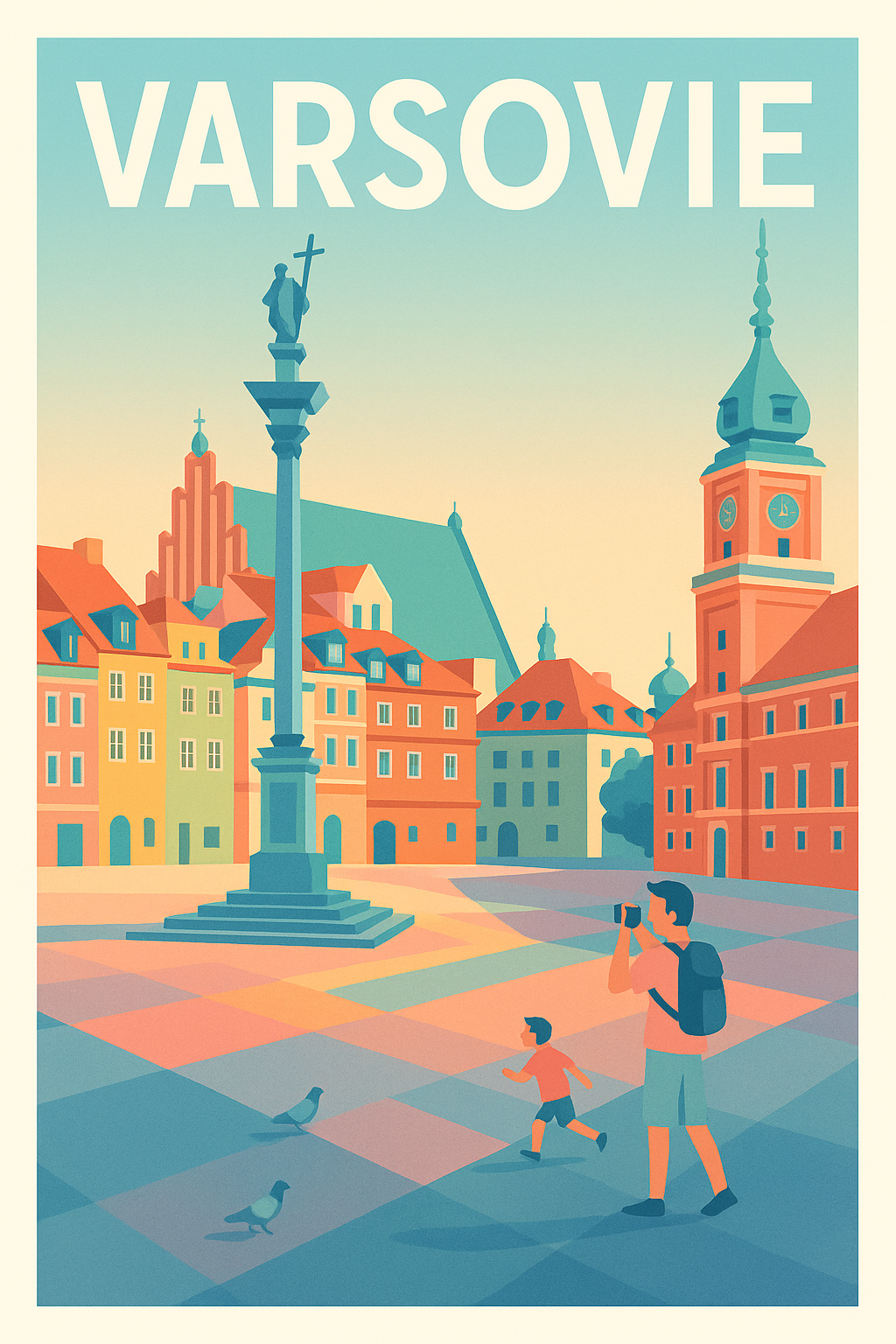 Affiche de Varsovie - Une immersion colorée au cœur de la vieille ville
