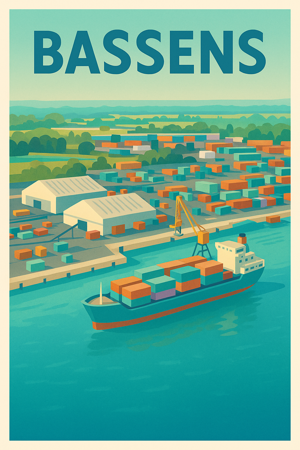 Affiche de Bassens - Escale maritime colorée et dynamique