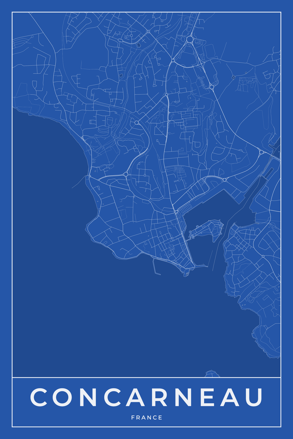 Carte de Concarneau bleue - Affiche personnalisée