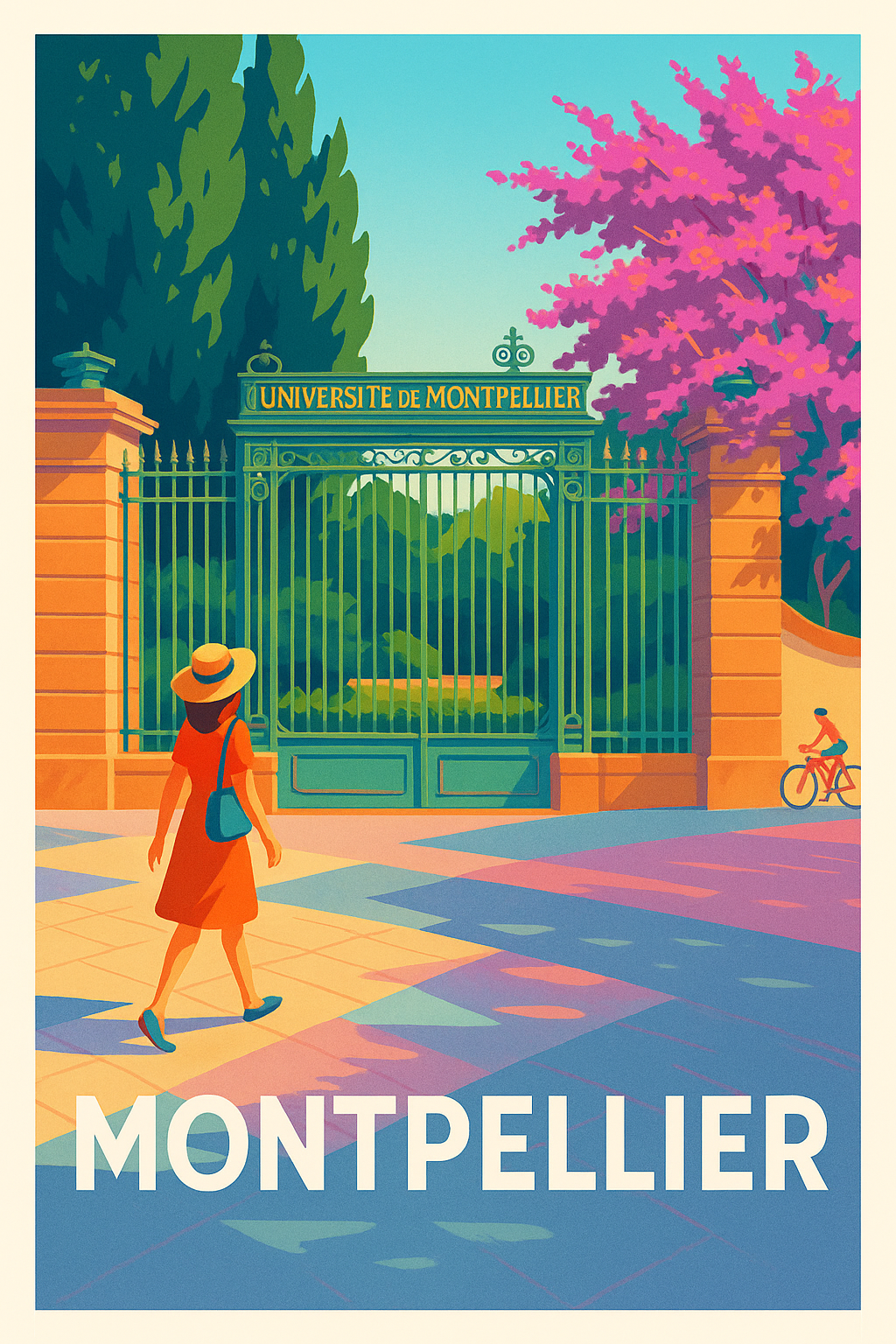Affiche Montpellier — Évasion universitaire au cœur de la ville · poster d'art de Montpellier