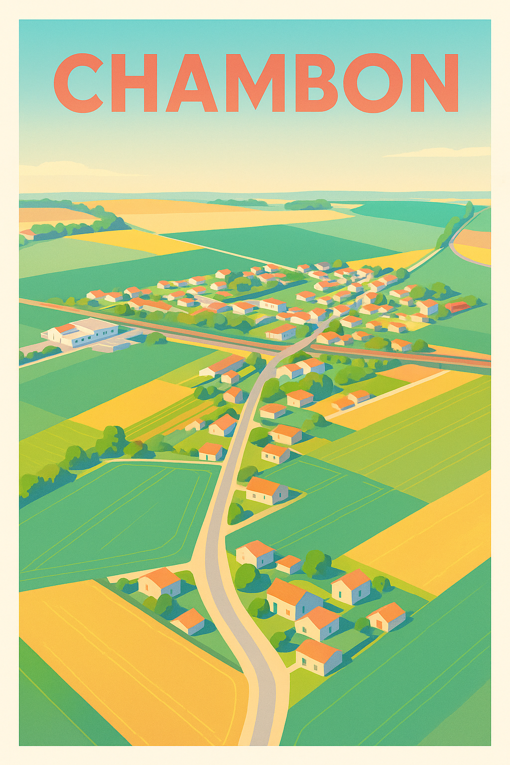 Affiche de Chambon - Vue aérienne colorée et apaisante