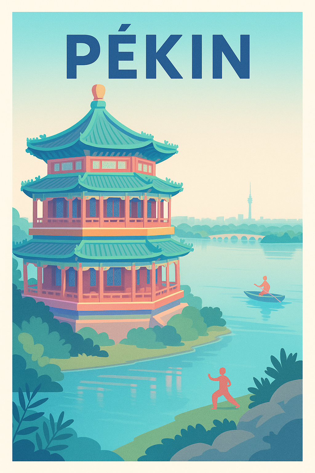 Affiche de Pékin - Élégance et Sérénité au Bord de l'Eau