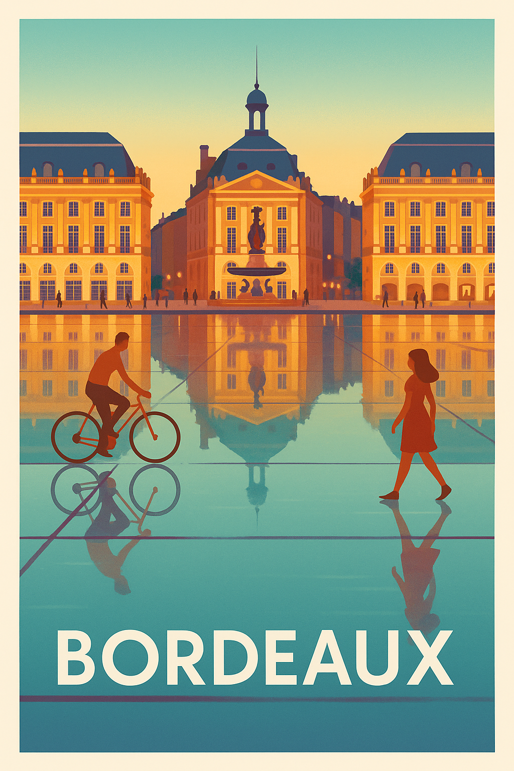 Affiche de Bordeaux - Reflets romantiques sur la Place de la Bourse