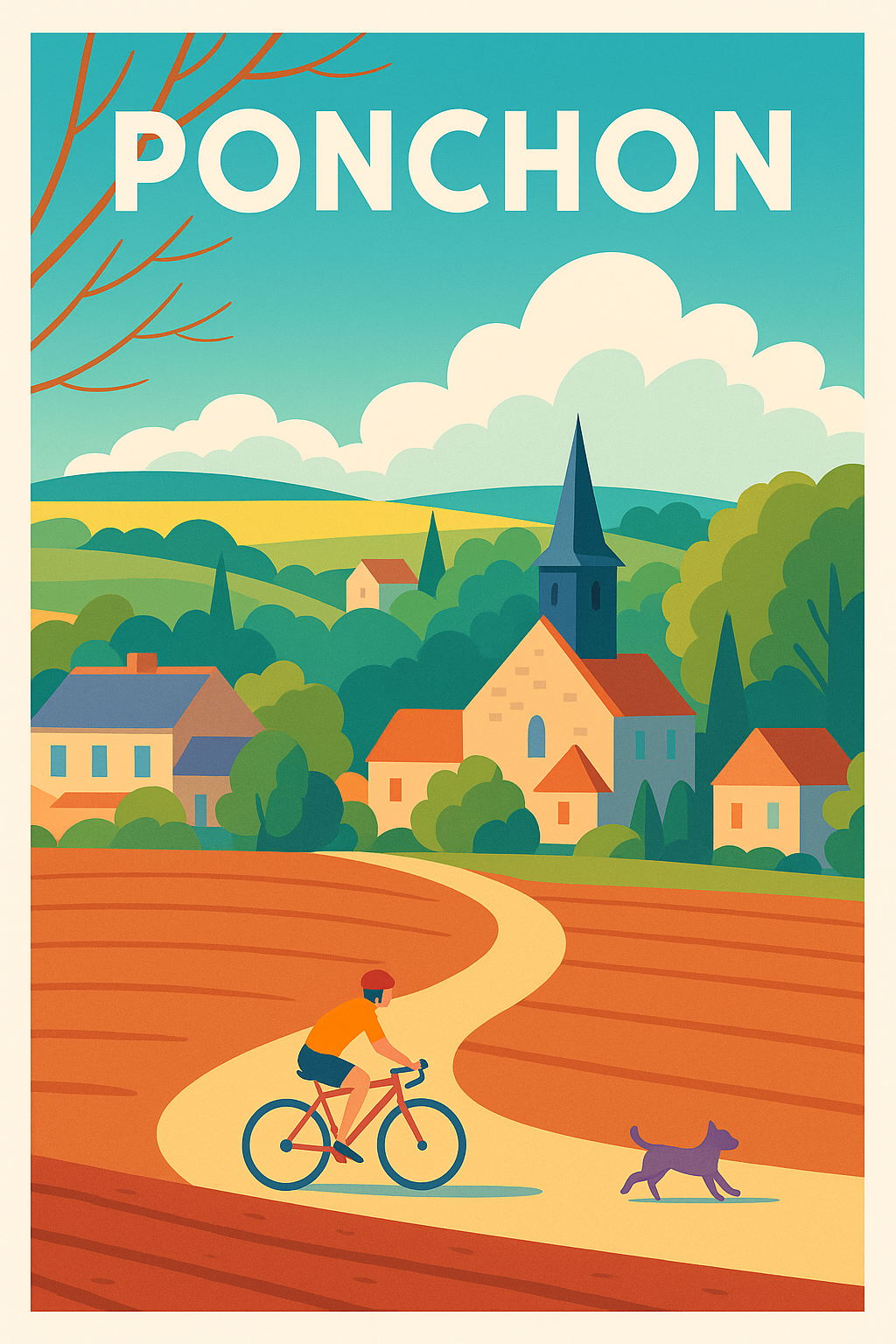 Affiche de Ponchon - Charme bucolique et liberté à vélo