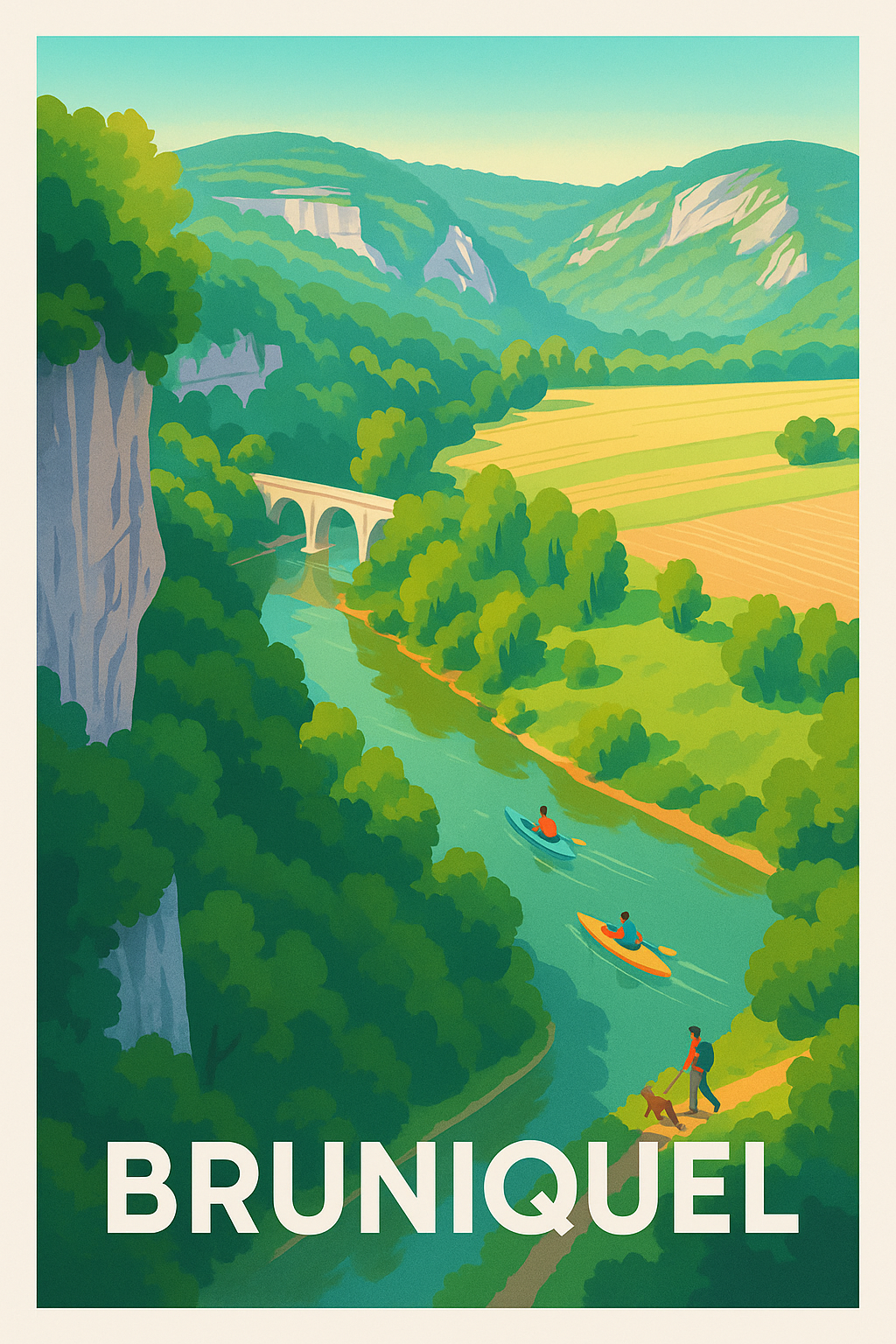 Affiche de Bruniquel - Évasion nature et rivière paisible