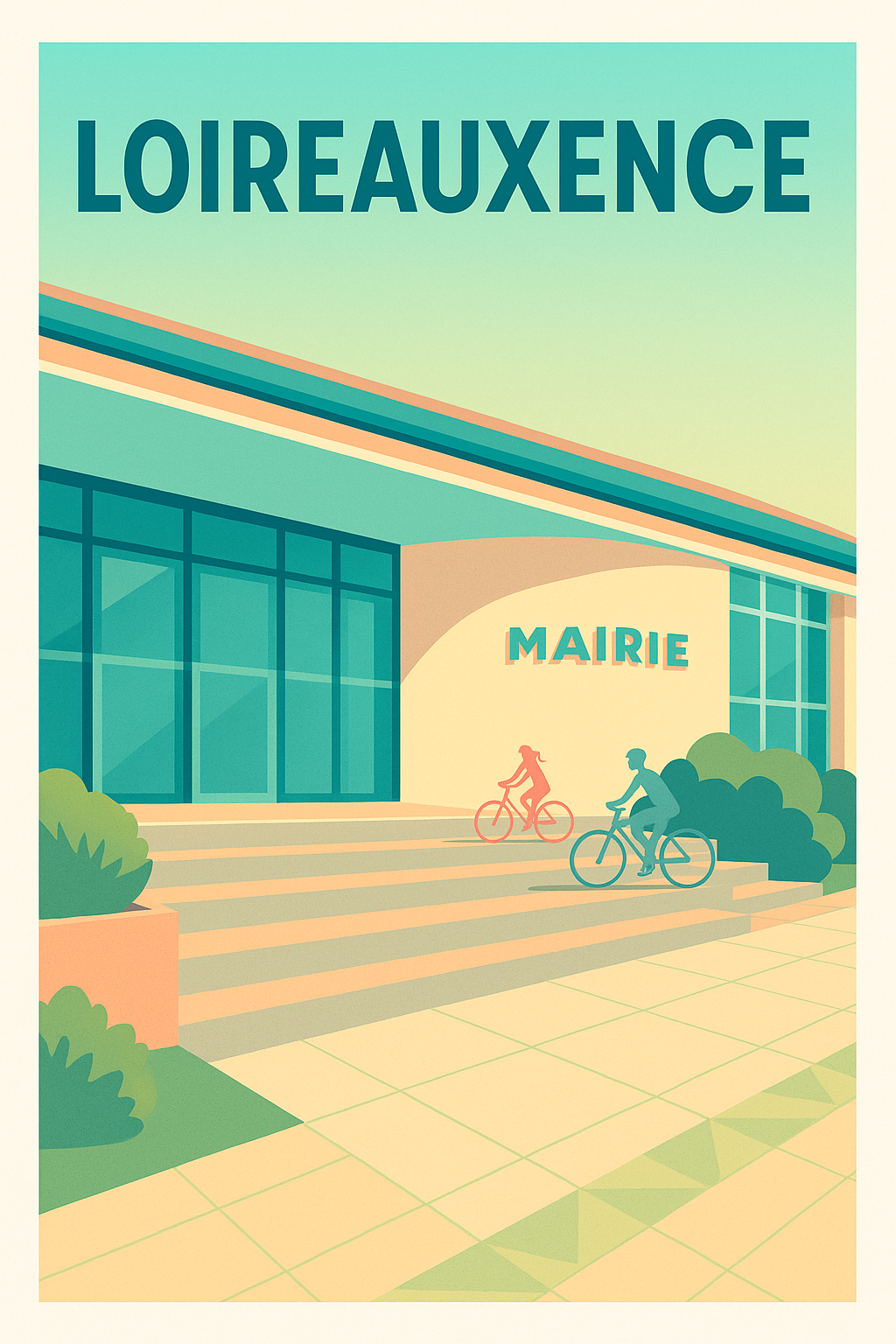 Affiche de Loireauxence - L'esprit paisible de la Mairie à vélo