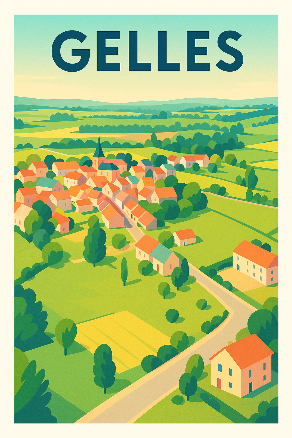 Affiche de Gelles - Village paisible au cœur de la campagne verdoyante