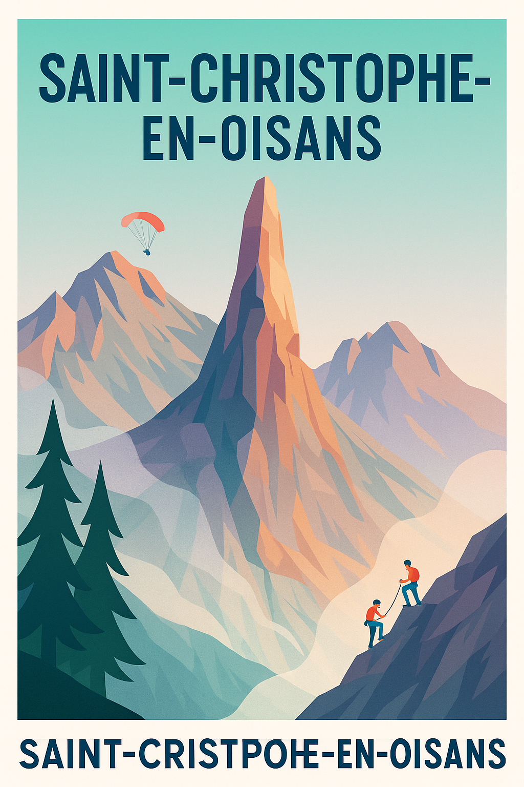 Affiche Saint-Christophe-en-Oisans — Aventure et montagne à l'état pur · poster d'art de Saint-Christophe-en-Oisans