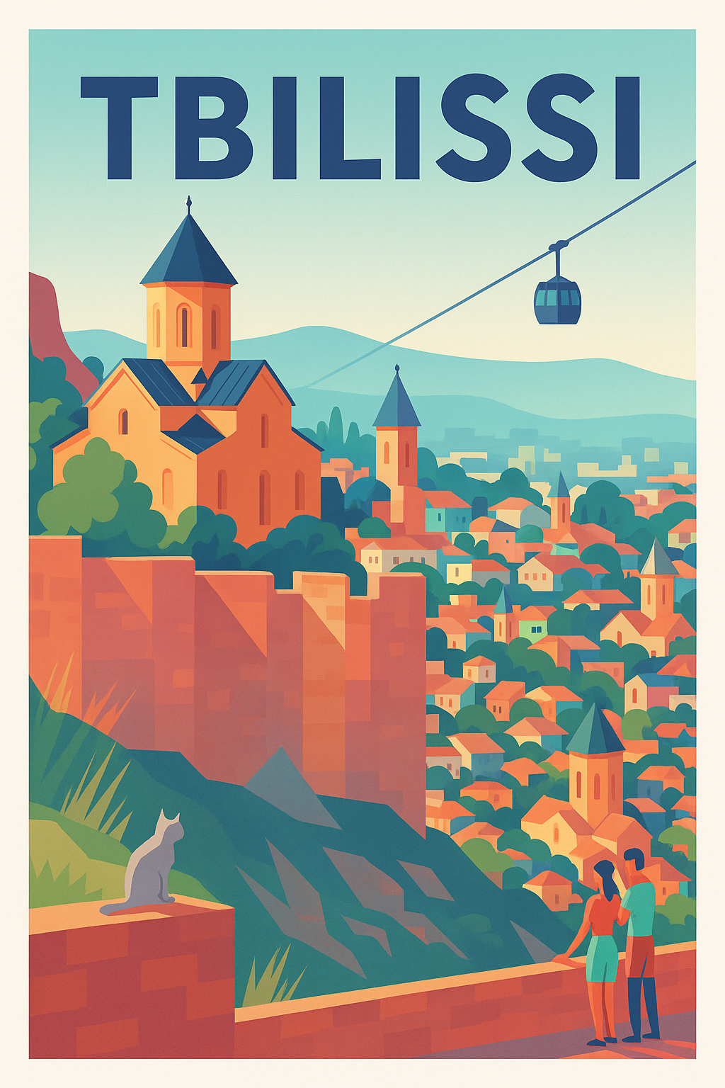 Affiche de Tbilissi - Vue emblématique sur la ville historique