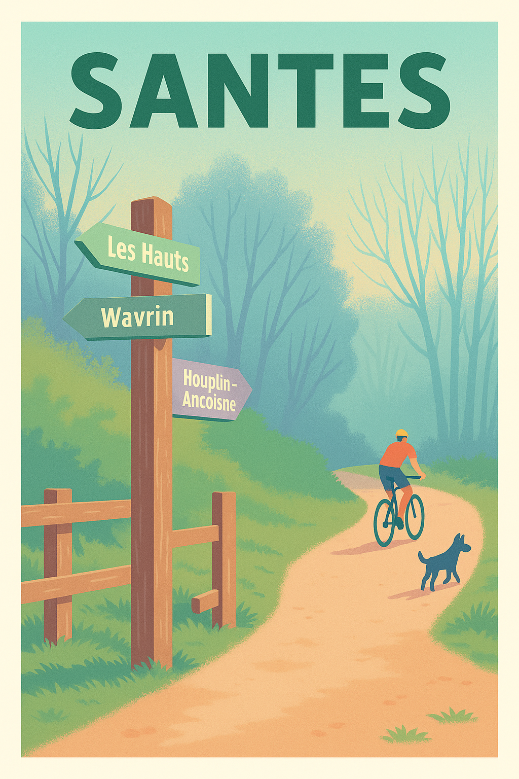 Affiche de Santes - Découvrez la nature à vélo
