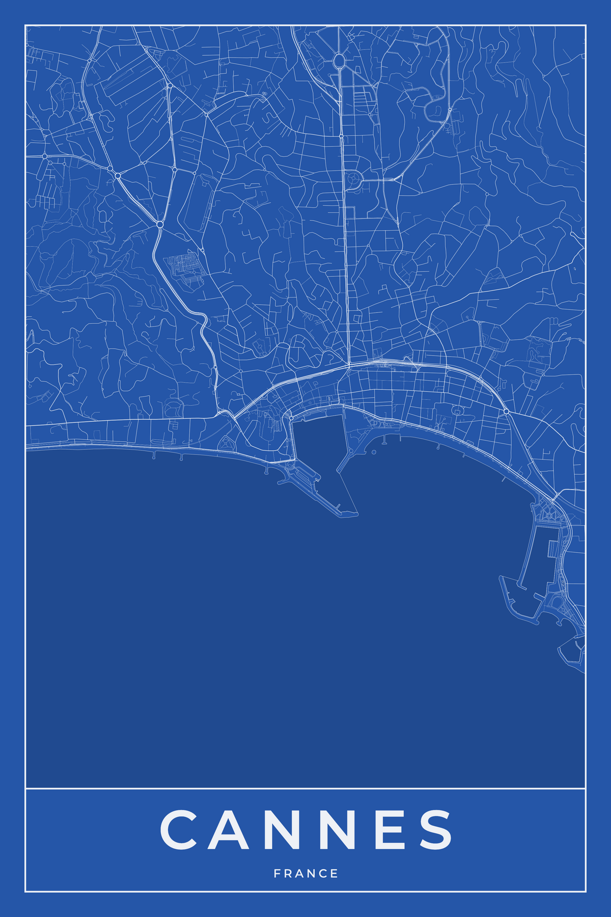 Carte de Cannes bleue - Affiche personnalisée