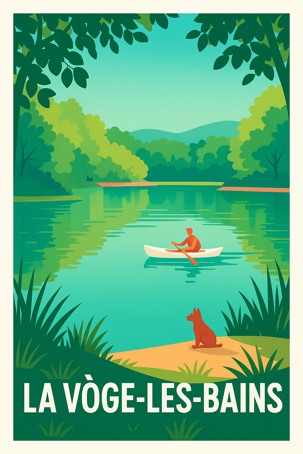Affiche La Vôge-les-Bains — Sérénité au fil de l'eau · poster d'art de La Vôge-les-Bains