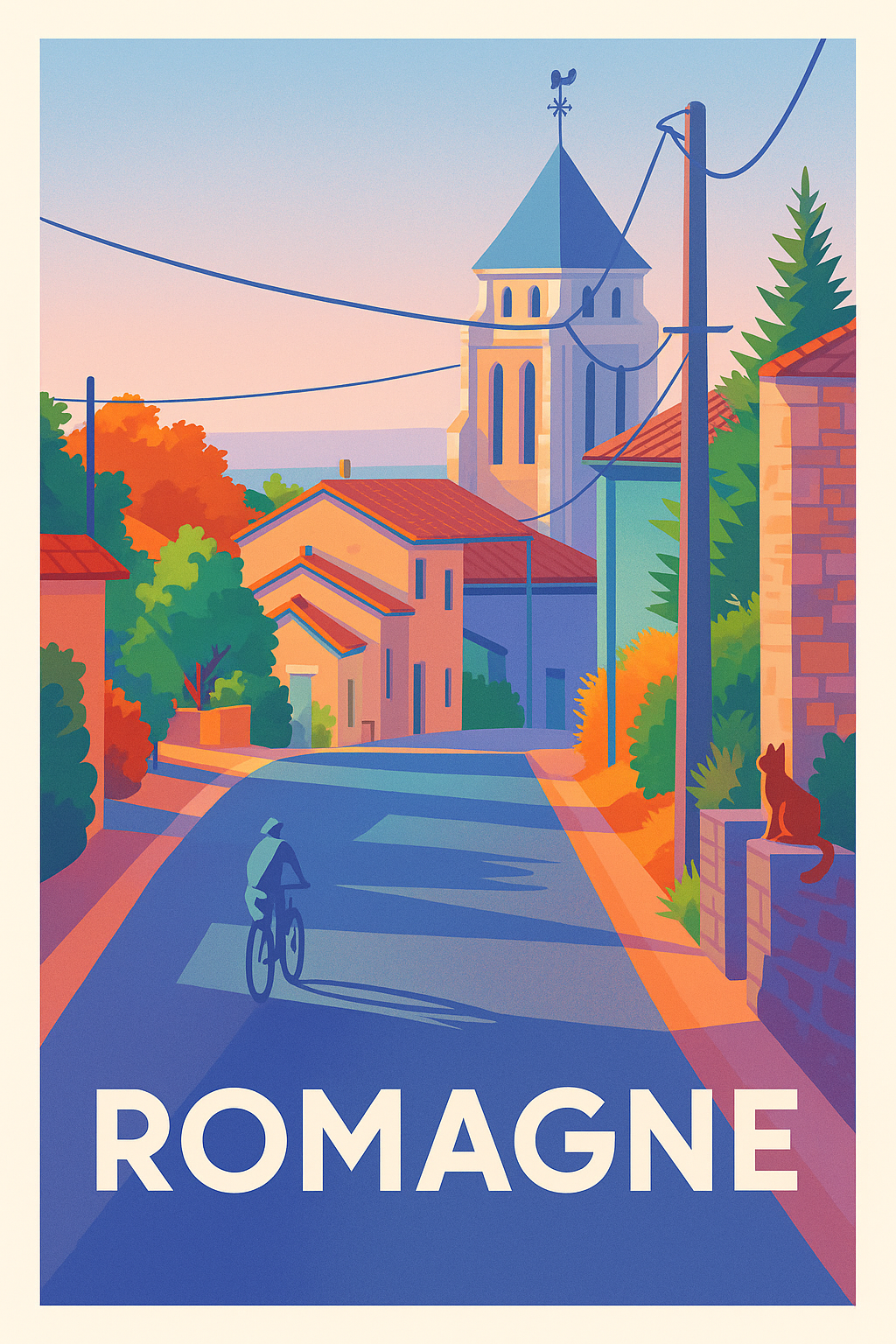 Affiche Romagne — Douceur et sérénité villageoise · poster d'art de Romagne