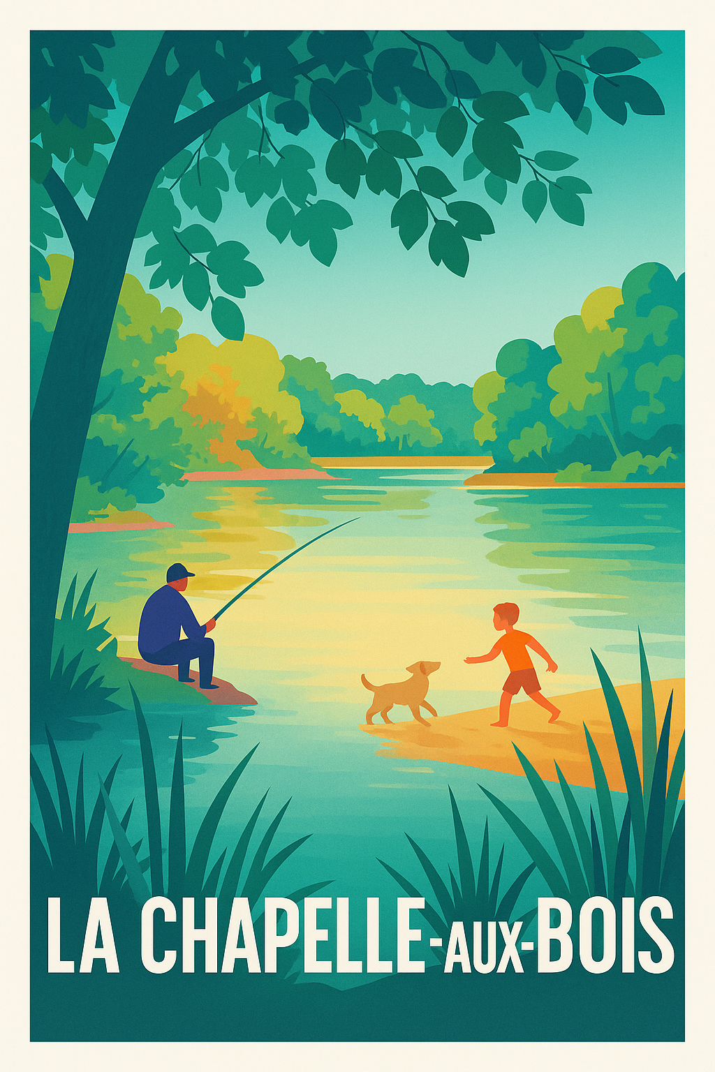 Affiche La Chapelle-aux-Bois — Escapade paisible au bord de l'eau · poster d'art de La Chapelle-aux-Bois