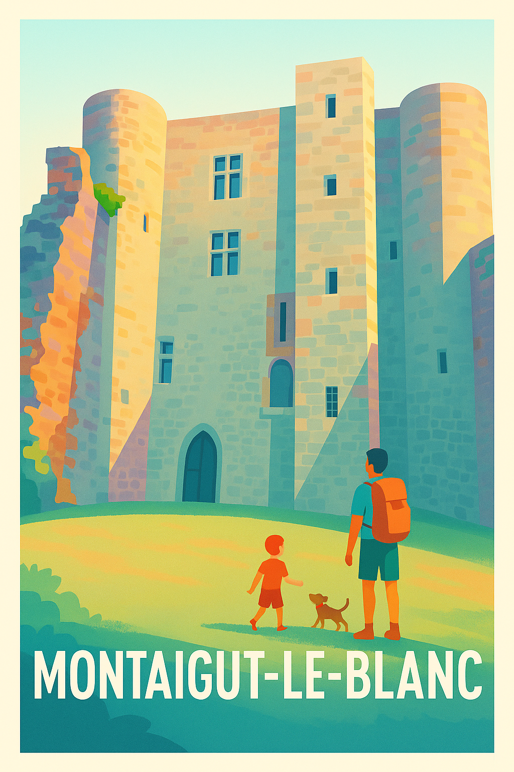 Affiche Montaigut-le-Blanc — Une escapade médiévale pleine de charme · poster d'art de Montaigut-le-Blanc