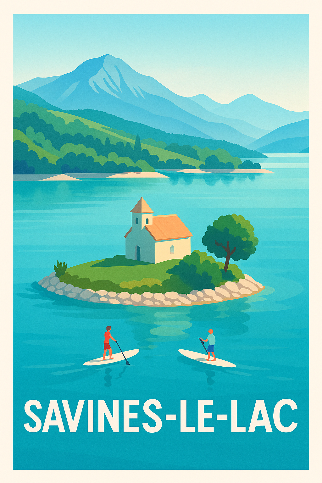 Affiche Savines-le-Lac — Escapade paisible au cœur des montagnes · poster d'art de Savines-le-Lac