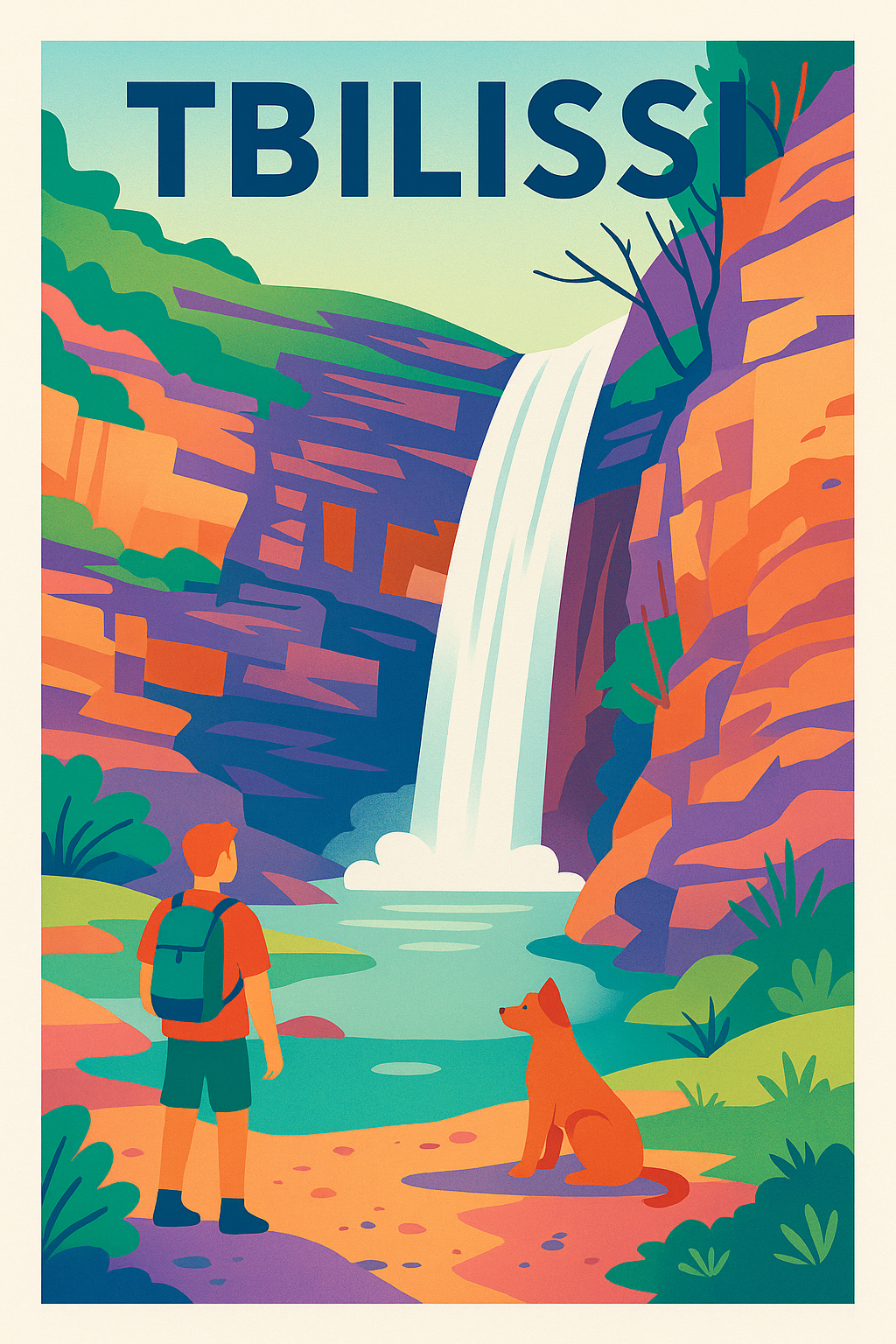 Affiche de Tbilissi - Évasion nature et cascade apaisante