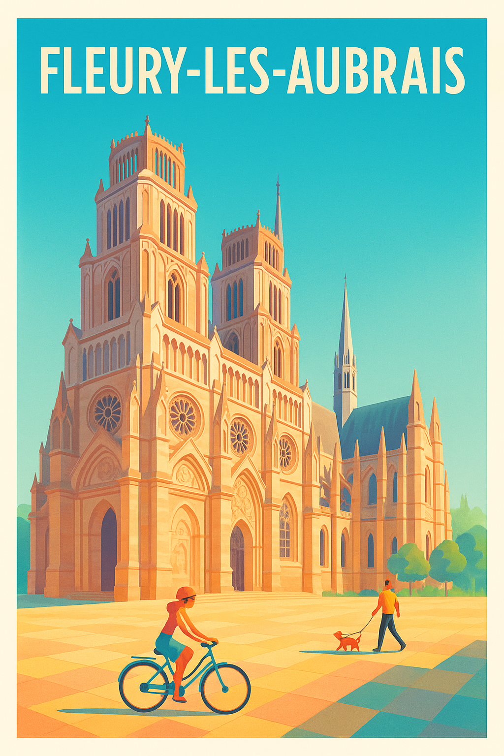 Affiche Fleury-les-Aubrais — Charme lumineux de la cathédrale · poster d'art de Fleury-les-Aubrais