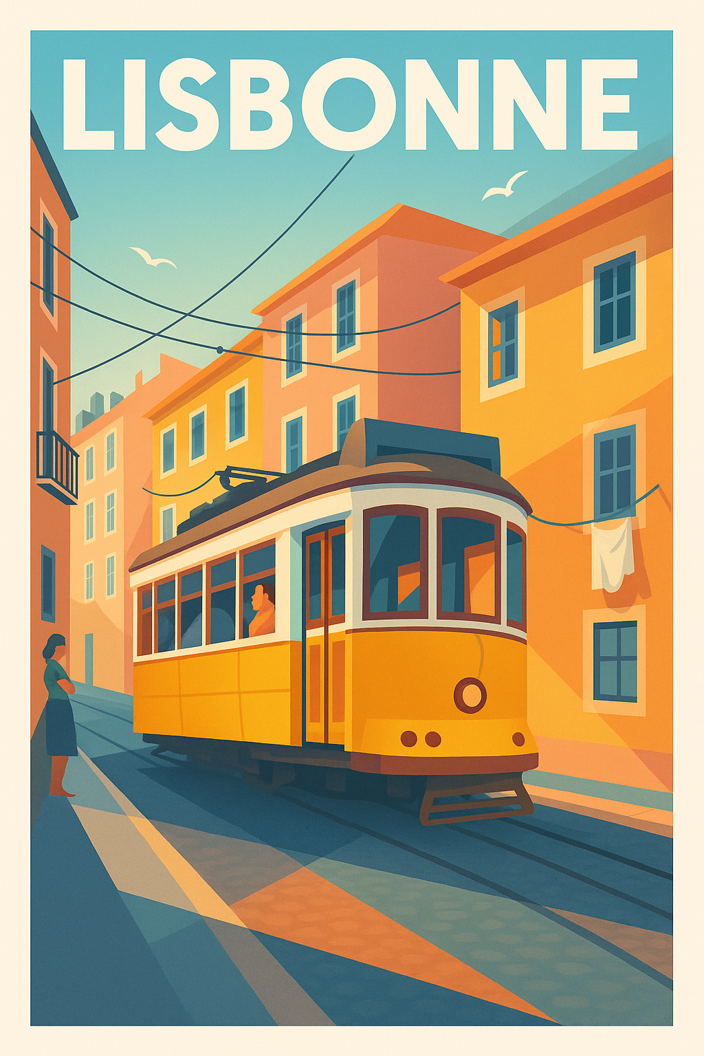 Affiche de Lisbonne - Charme vintage du tramway jaune