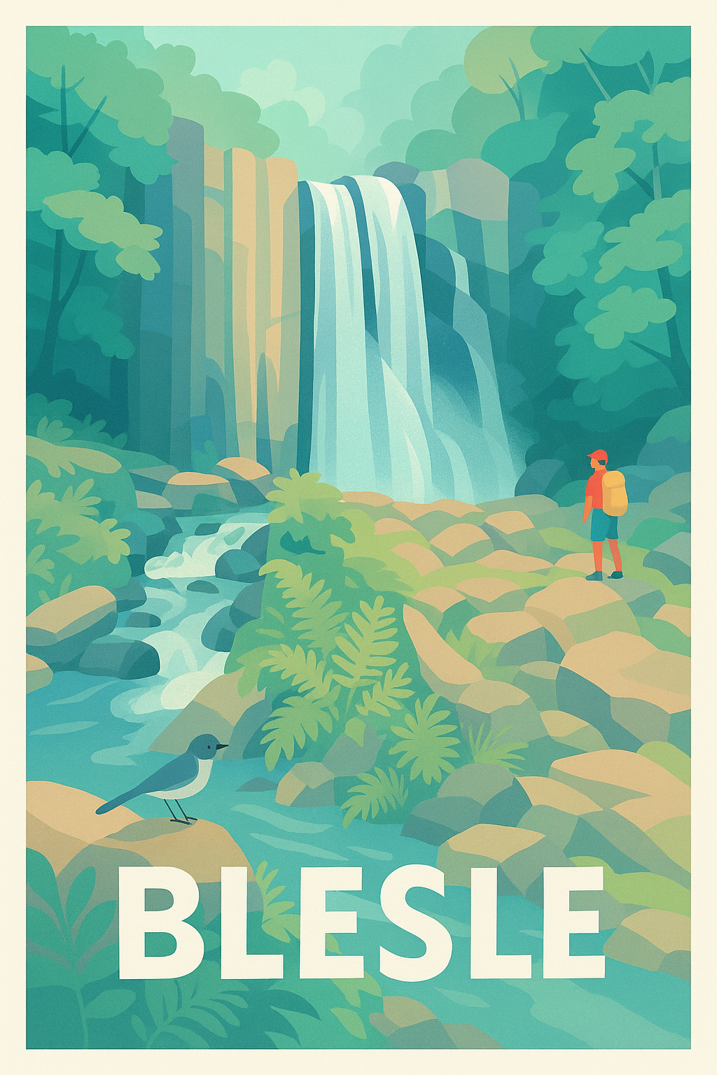 Affiche Blesle — Évasion Nature et Cascades · poster d'art de Blesle