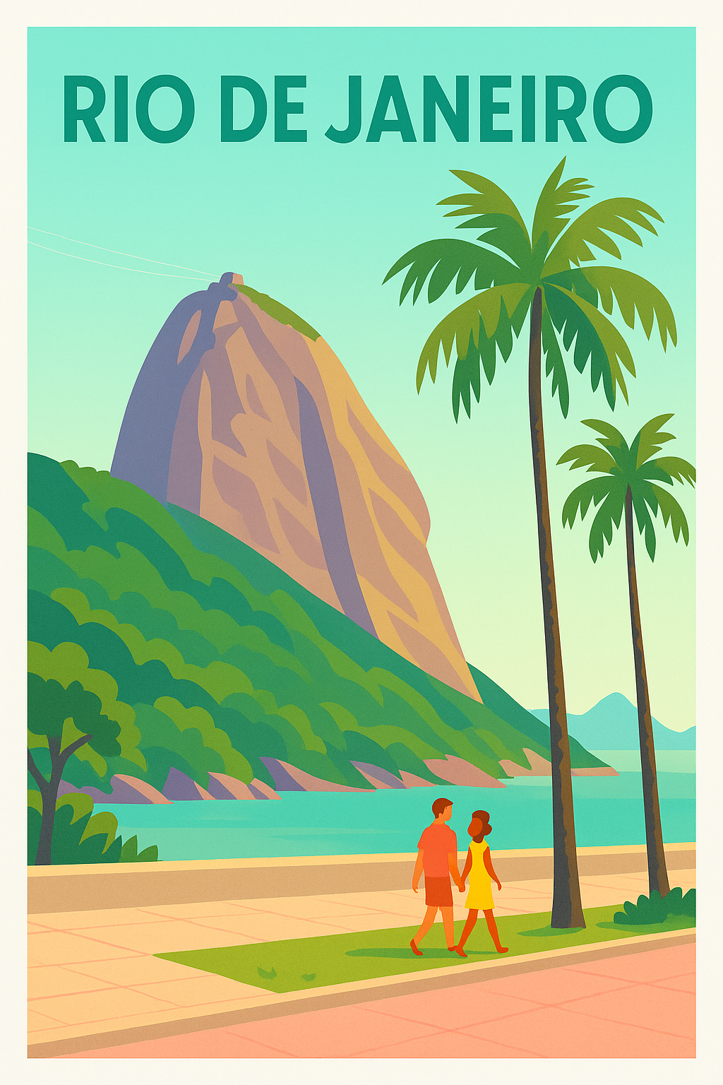 Affiche de Rio de Janeiro - Promenade ensoleillée au bord de l'eau
