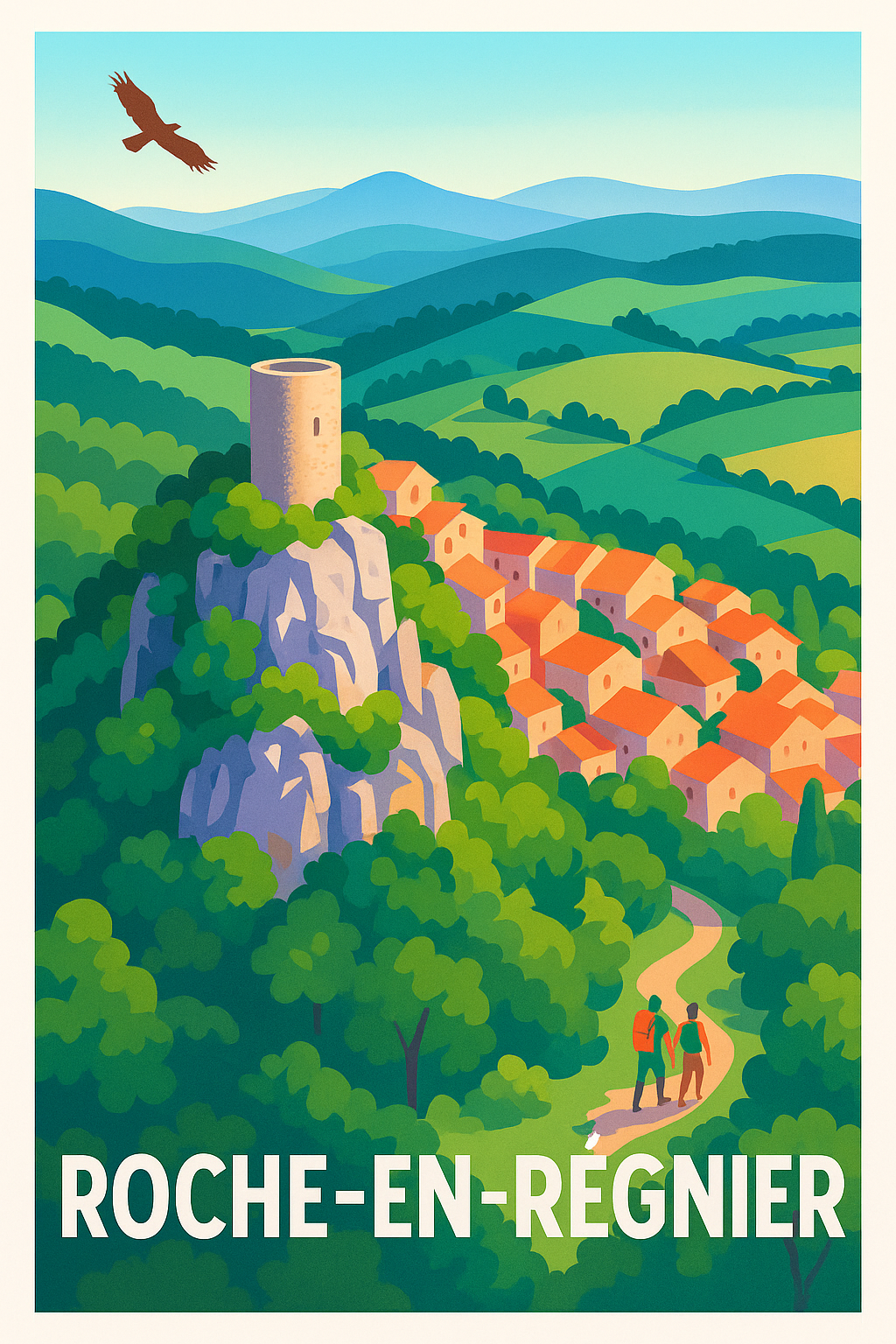 Affiche Roche-en-Régnier — Charme et nature préservée · poster d'art de Roche-en-Régnier