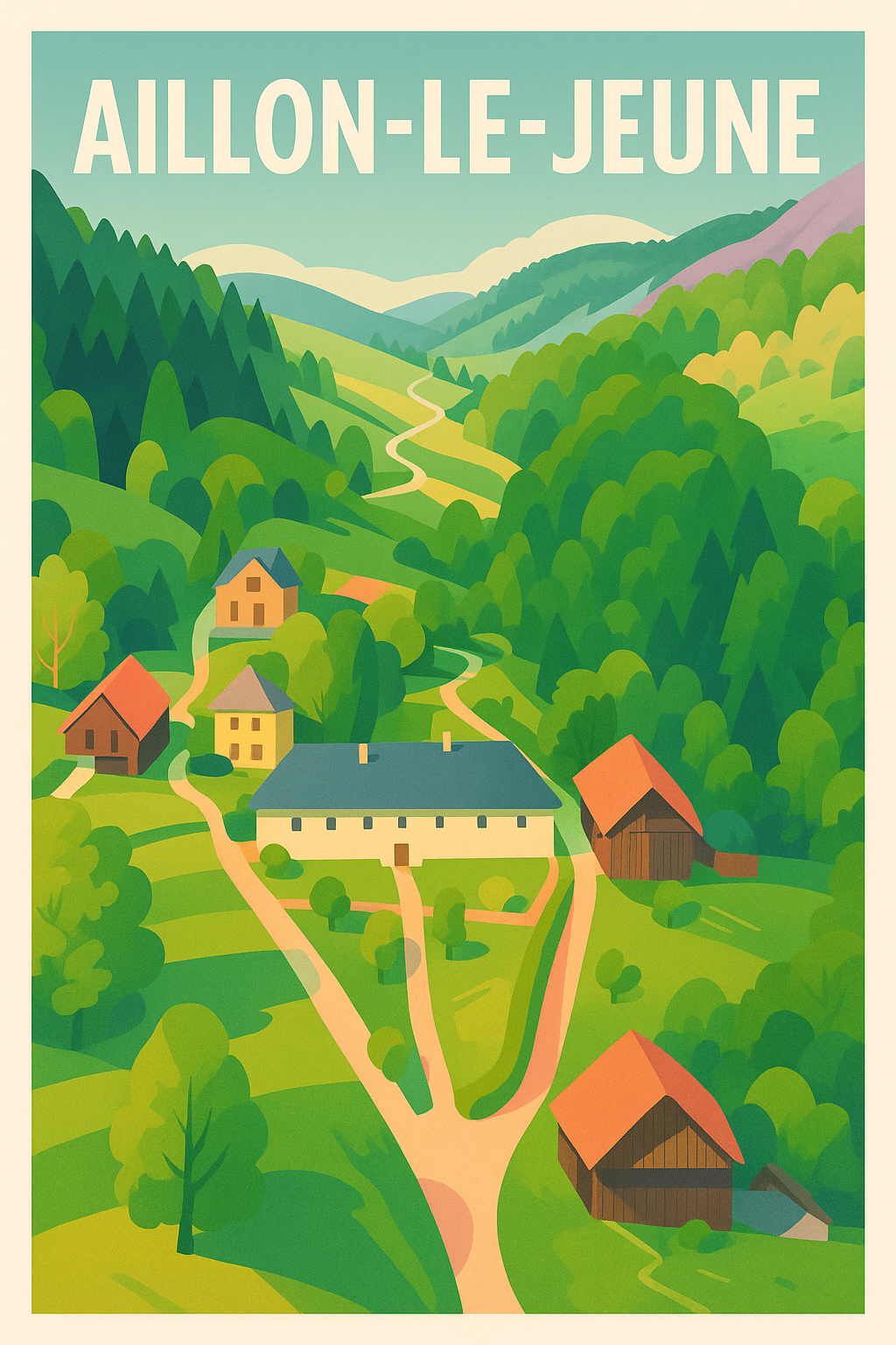 Affiche Aillon-le-Jeune — Un havre de nature préservée · poster d'art de Aillon-le-Jeune