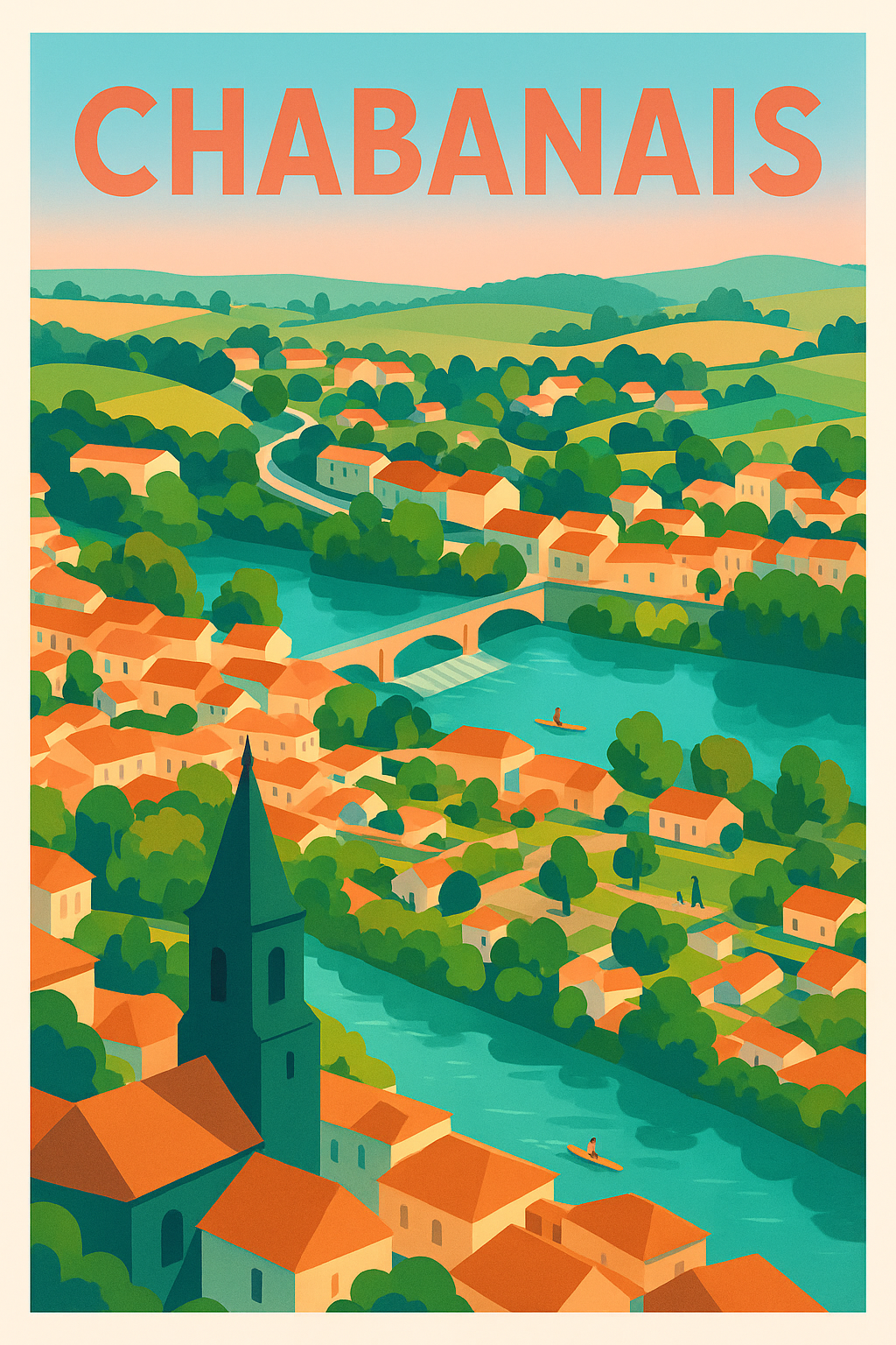 Affiche de Chabanais - Harmonie bucolique en bord de rivière