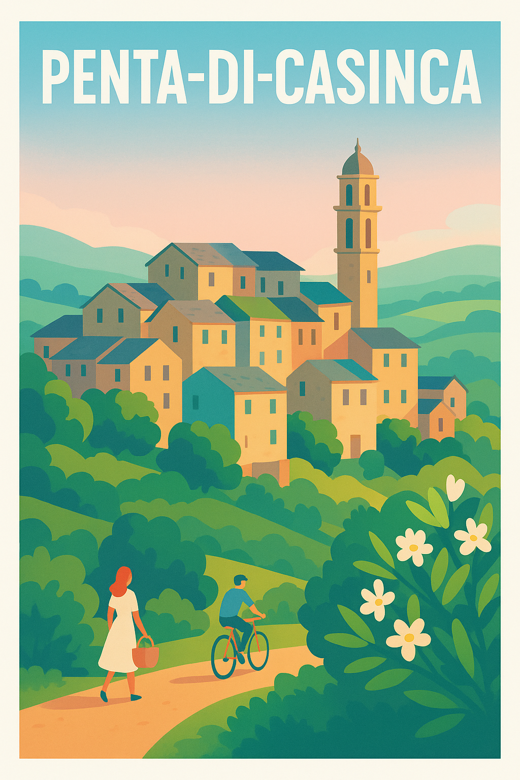 Affiche de Penta-di-Casinca - L'élégance paisible de la Corse intérieure