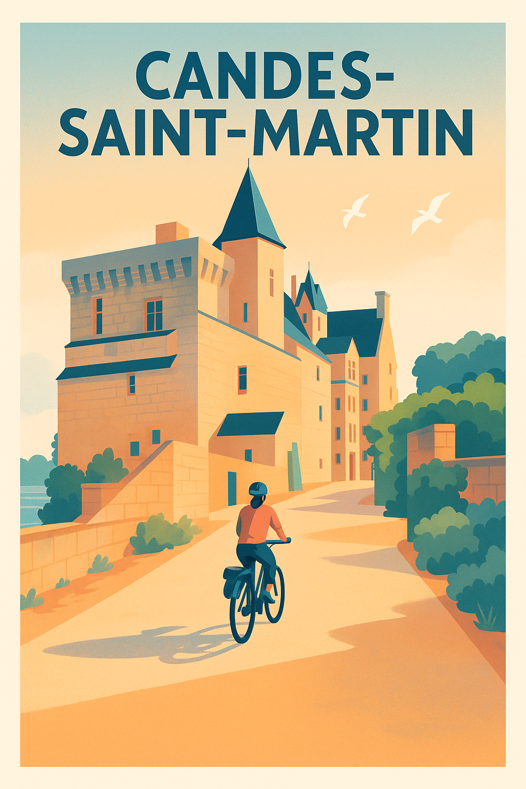 Affiche Candes-Saint-Martin — L'élégance intemporelle au fil de la Loire · poster d'art de Candes-Saint-Martin