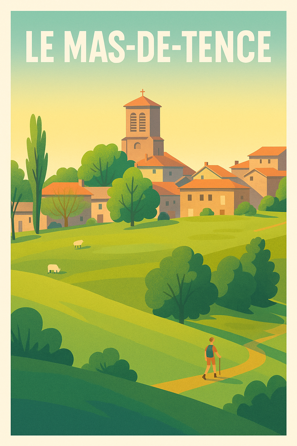 Affiche Le Mas-de-Tence — Invitation à la promenade bucolique · poster d'art de Le Mas-de-Tence