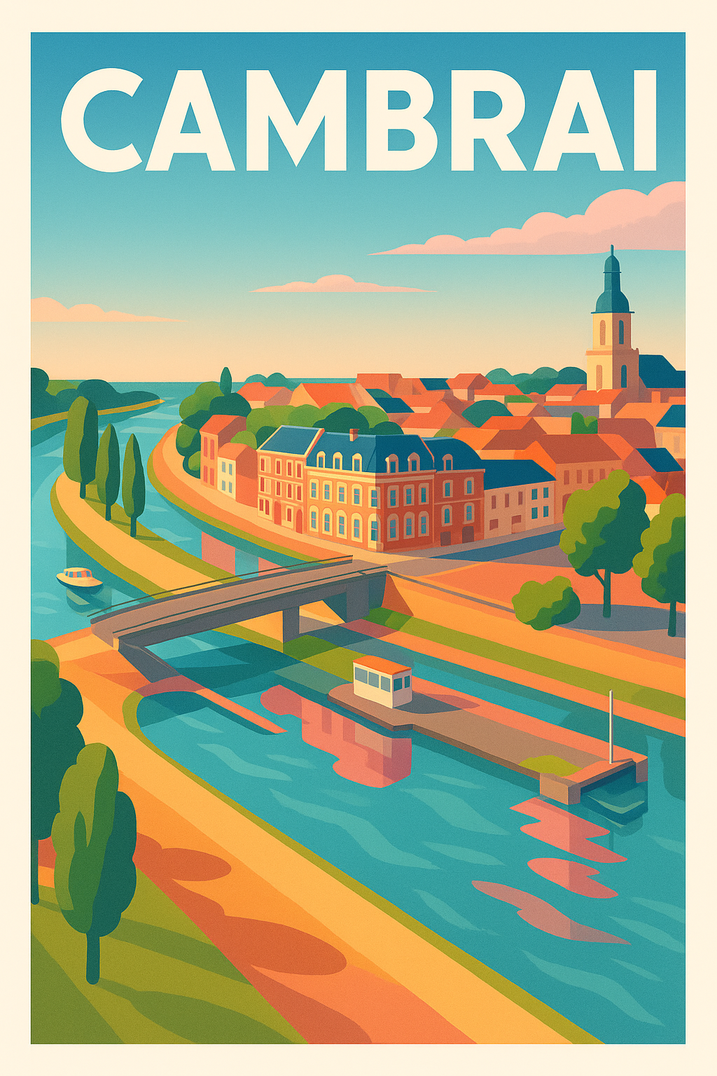 Affiche Cambrai — Charme et sérénité au fil de l'eau · poster d'art de Cambrai