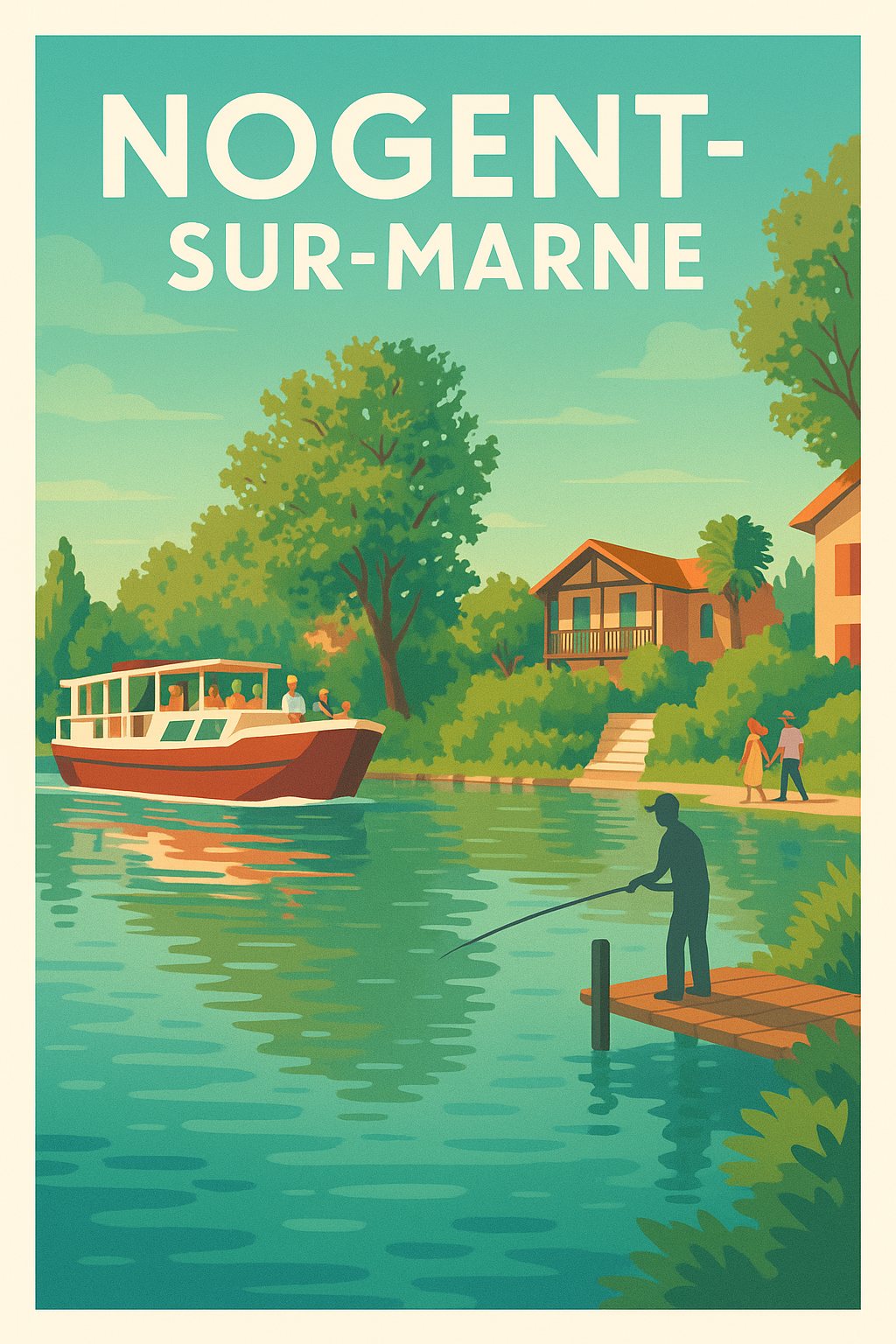 Affiche Nogent-sur-Marne — Havre de paix au bord de l'eau · poster d'art de Nogent-sur-Marne