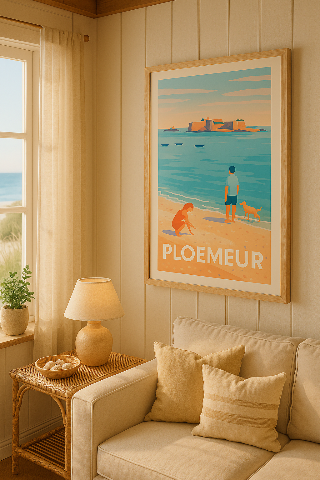 Mise en situation Affiche Ploemeur - Instant de sérénité sur la plage