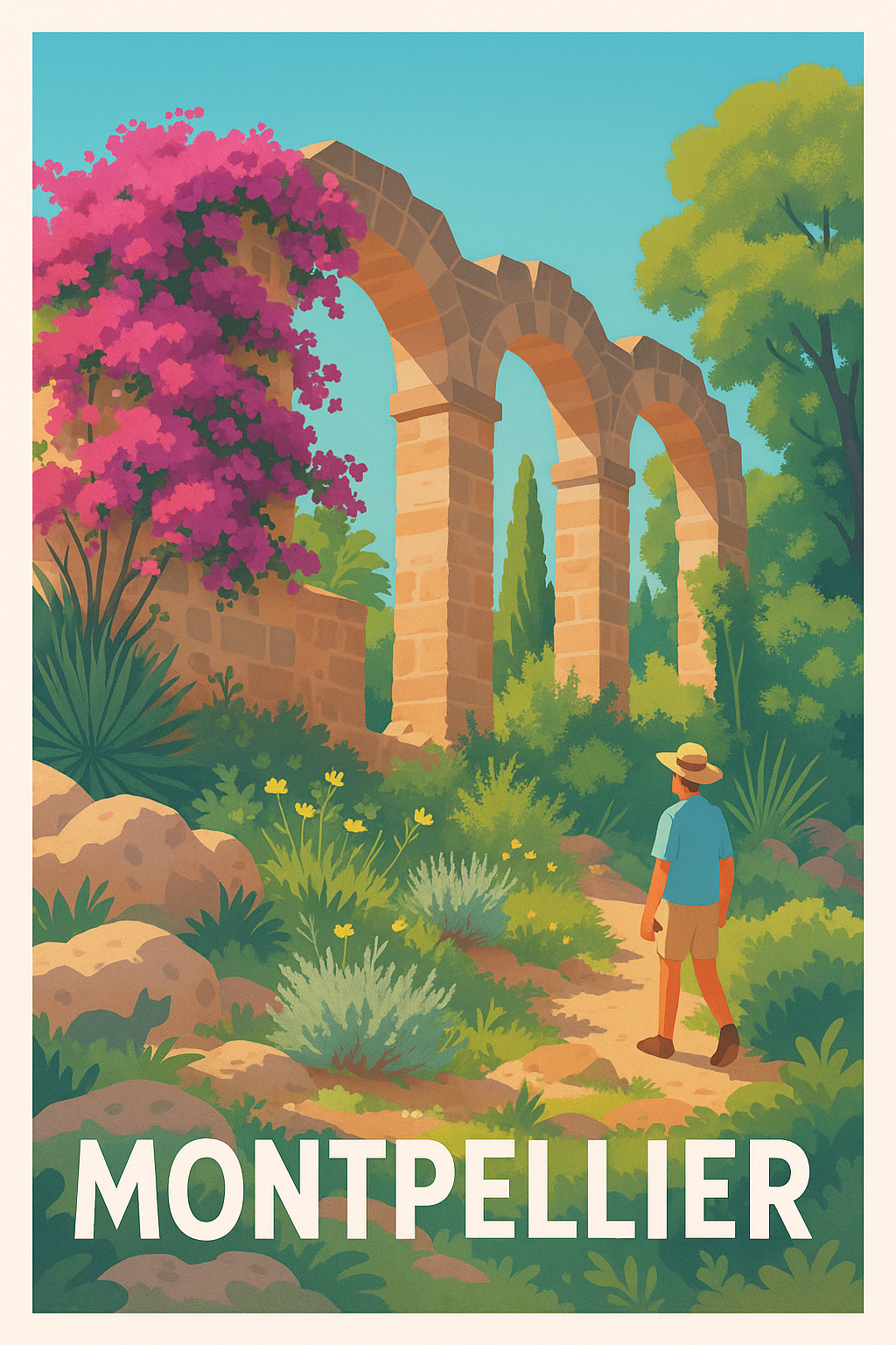 Affiche Montpellier — Flânerie au cœur des vestiges antiques · poster d'art de Montpellier