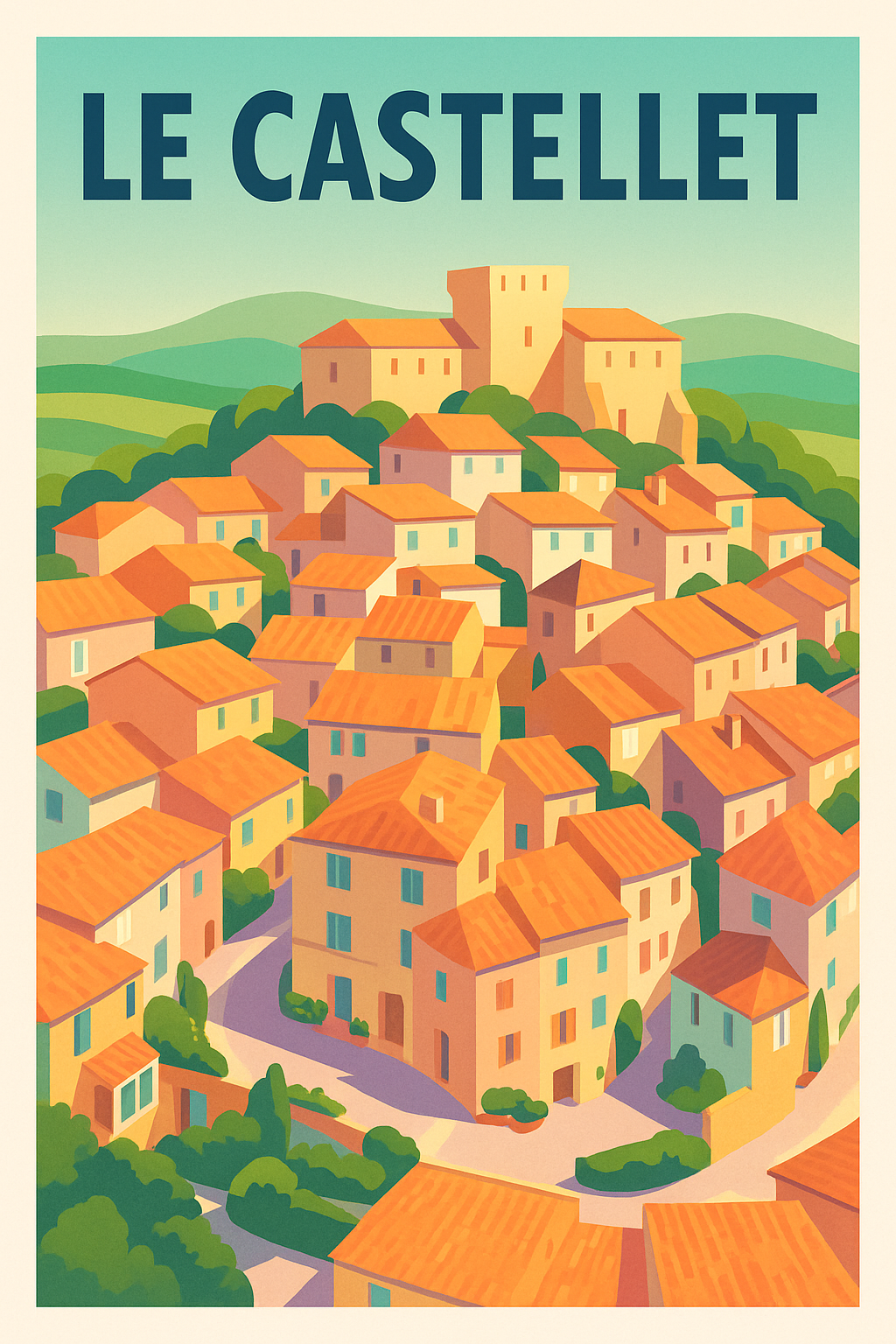 Affiche Le Castellet — Charme provençal ensoleillé · poster d'art de Le Castellet