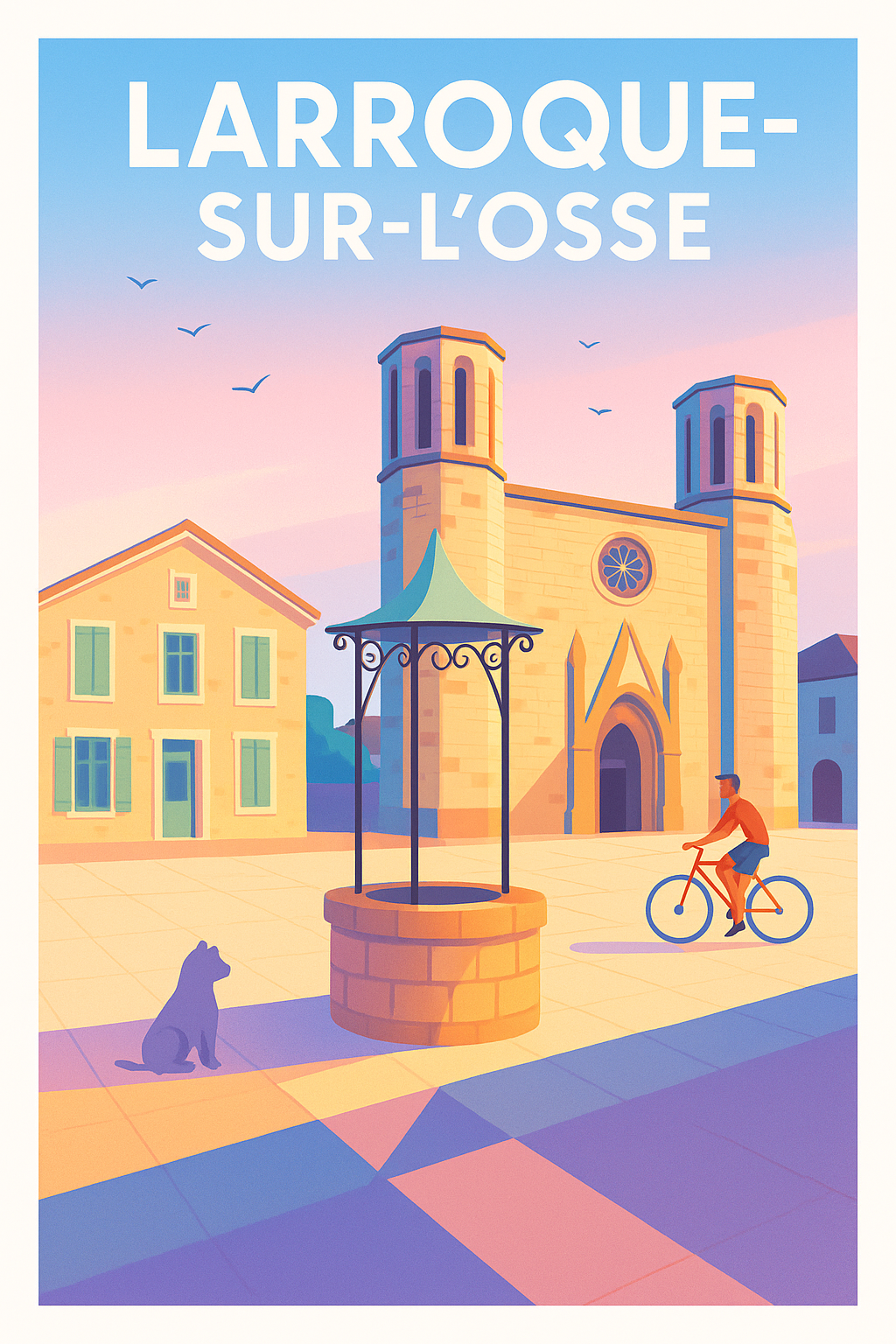 Affiche Larroque-sur-l'Osse — Charme et Sérénité en Gascogne · poster d'art de Larroque-sur-l'Osse