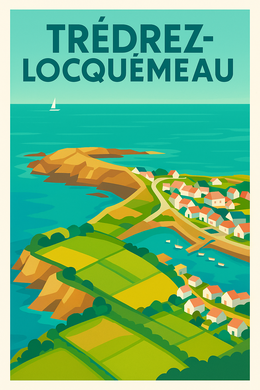 Affiche de Trédrez-Locquémeau - Évasion bretonne entre mer et campagne