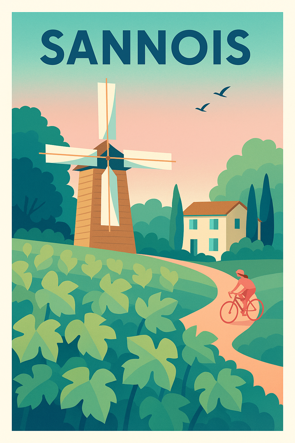 Affiche Sannois — Escapade bucolique au vent du moulin · poster d'art de Sannois