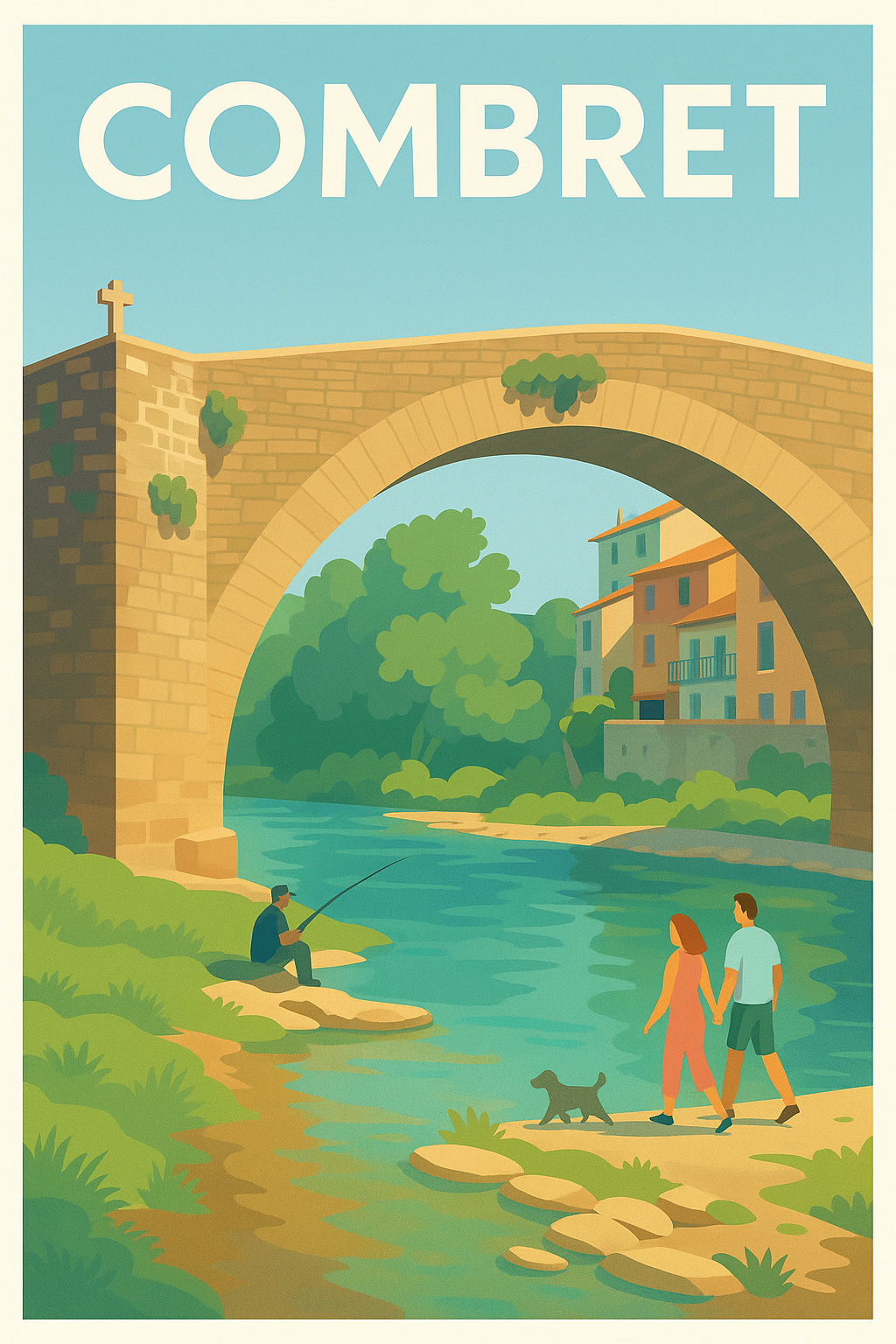 Affiche Combret — Promenade paisible au bord de la rivière · poster d'art de Combret