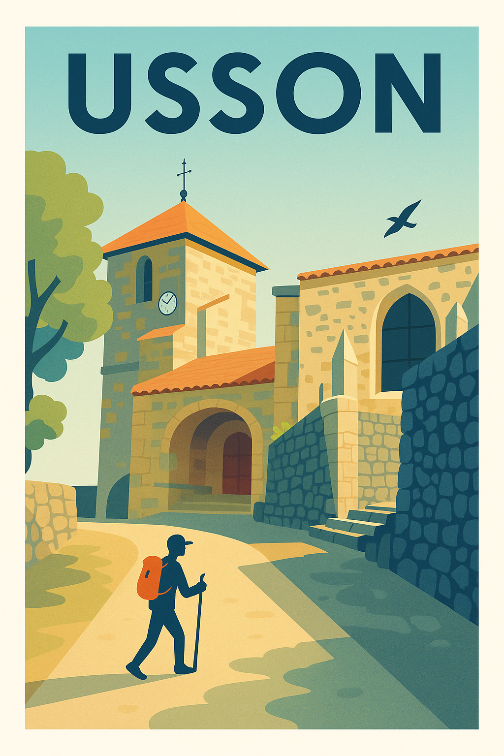 Affiche Usson — Évasion à travers l'histoire · poster d'art de Usson