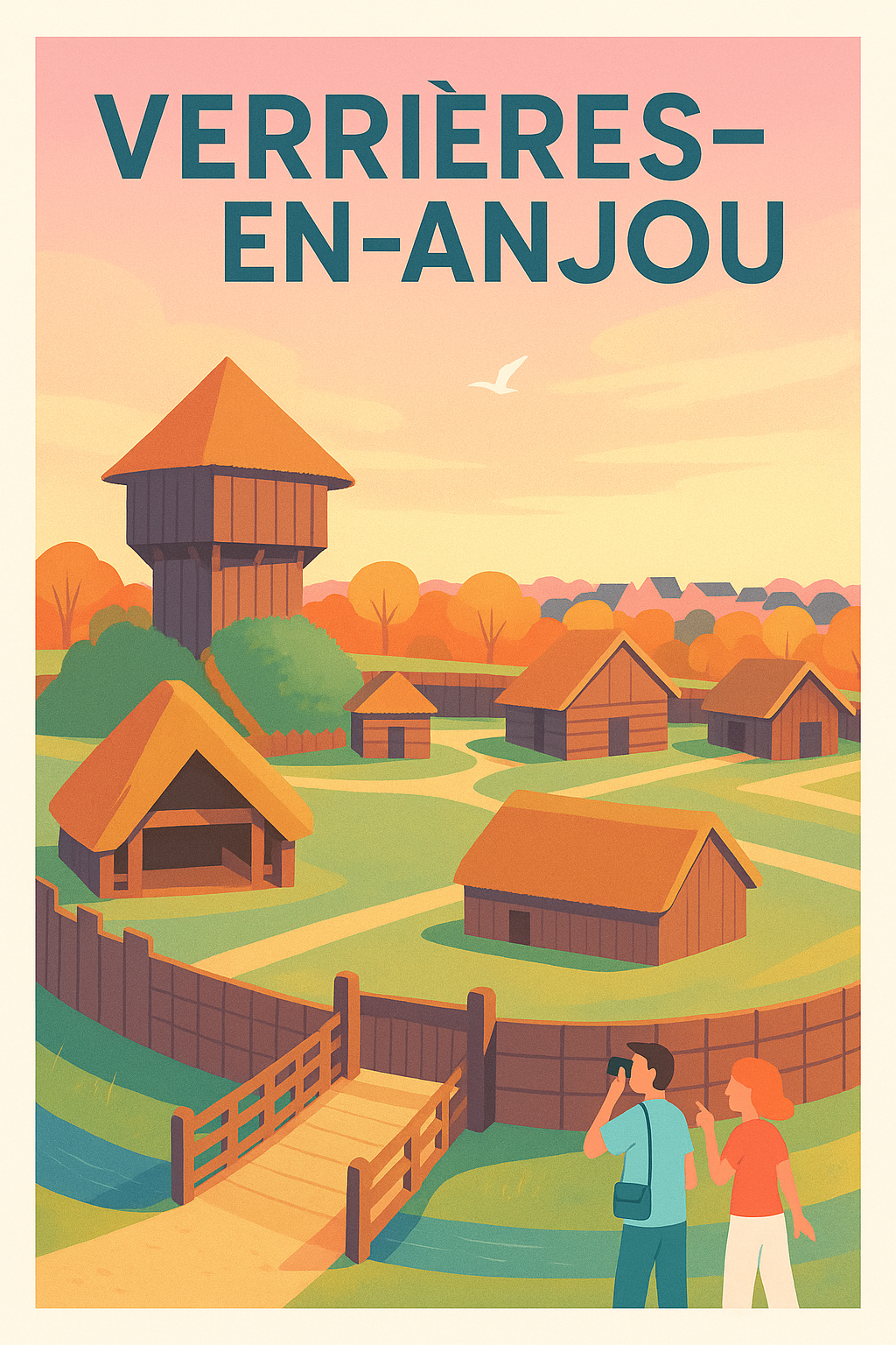 Affiche de Verrières-en-Anjou - Découvrez le charme historique en poster vintage