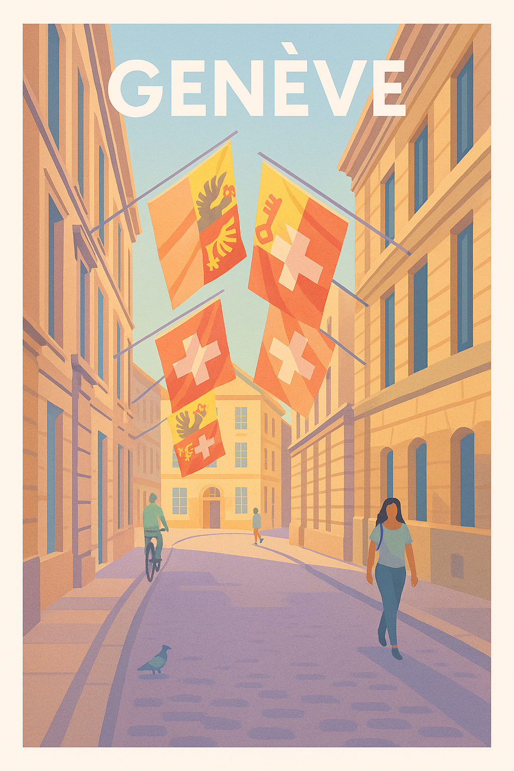 Affiche Genève — Atmosphère sereine au cœur de la cité · poster d'art de Genève