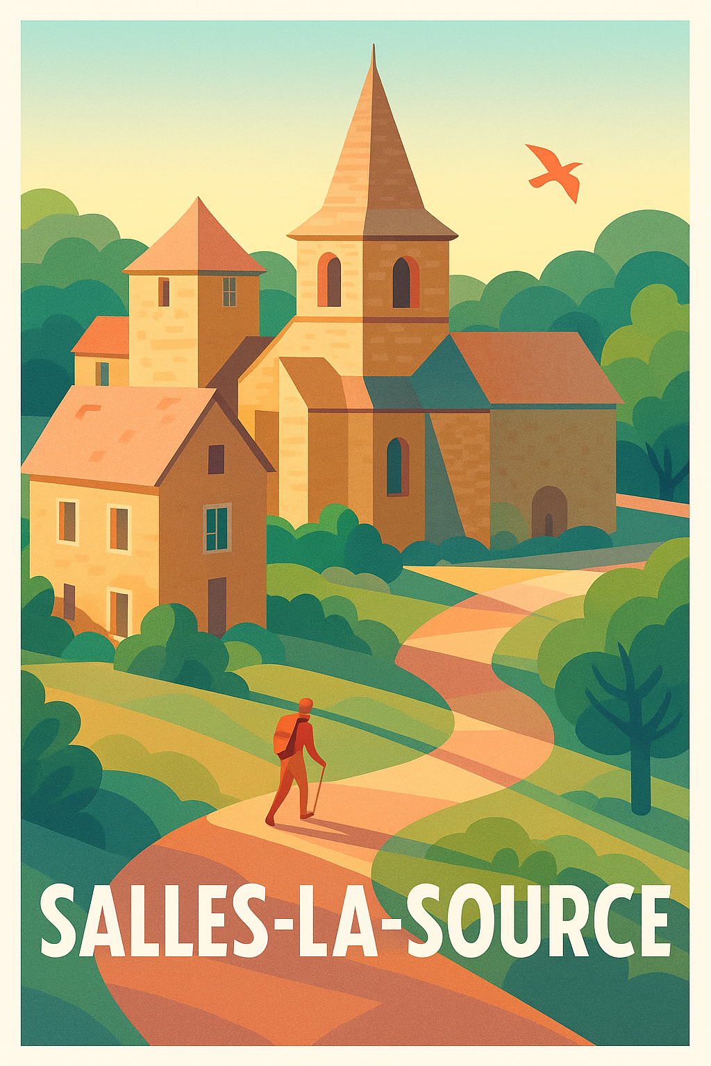Affiche Salles-la-Source — Village pittoresque et balade bucolique · poster d'art de Salles-la-Source