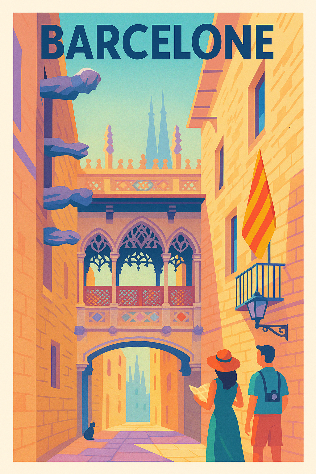 Affiche de Barcelone - Flânez au cœur du quartier gothique