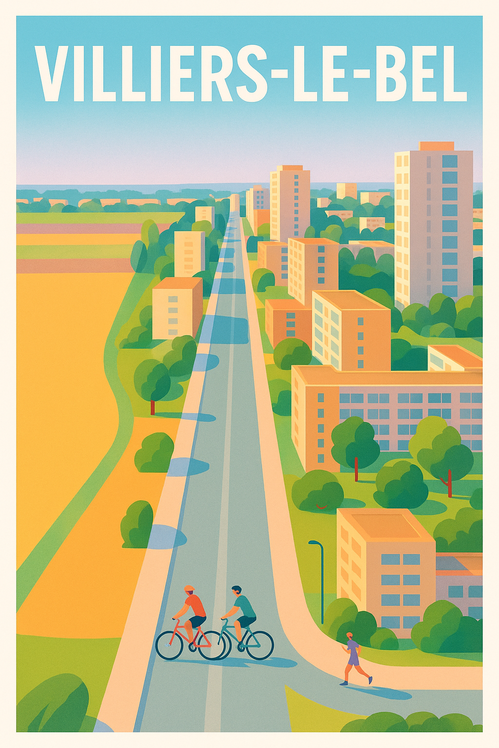 Affiche Villiers-le-Bel — Une balade paisible au cœur de la ville · poster d'art de Villiers-le-Bel