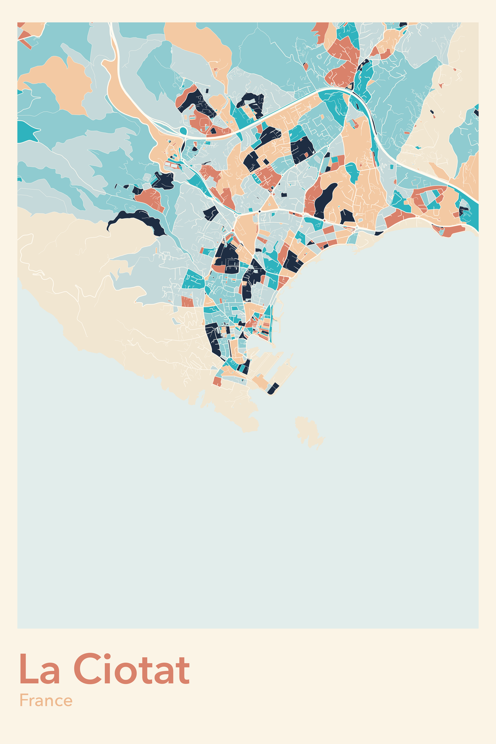 Plan de La Ciotat coloré - Carte personnalisée