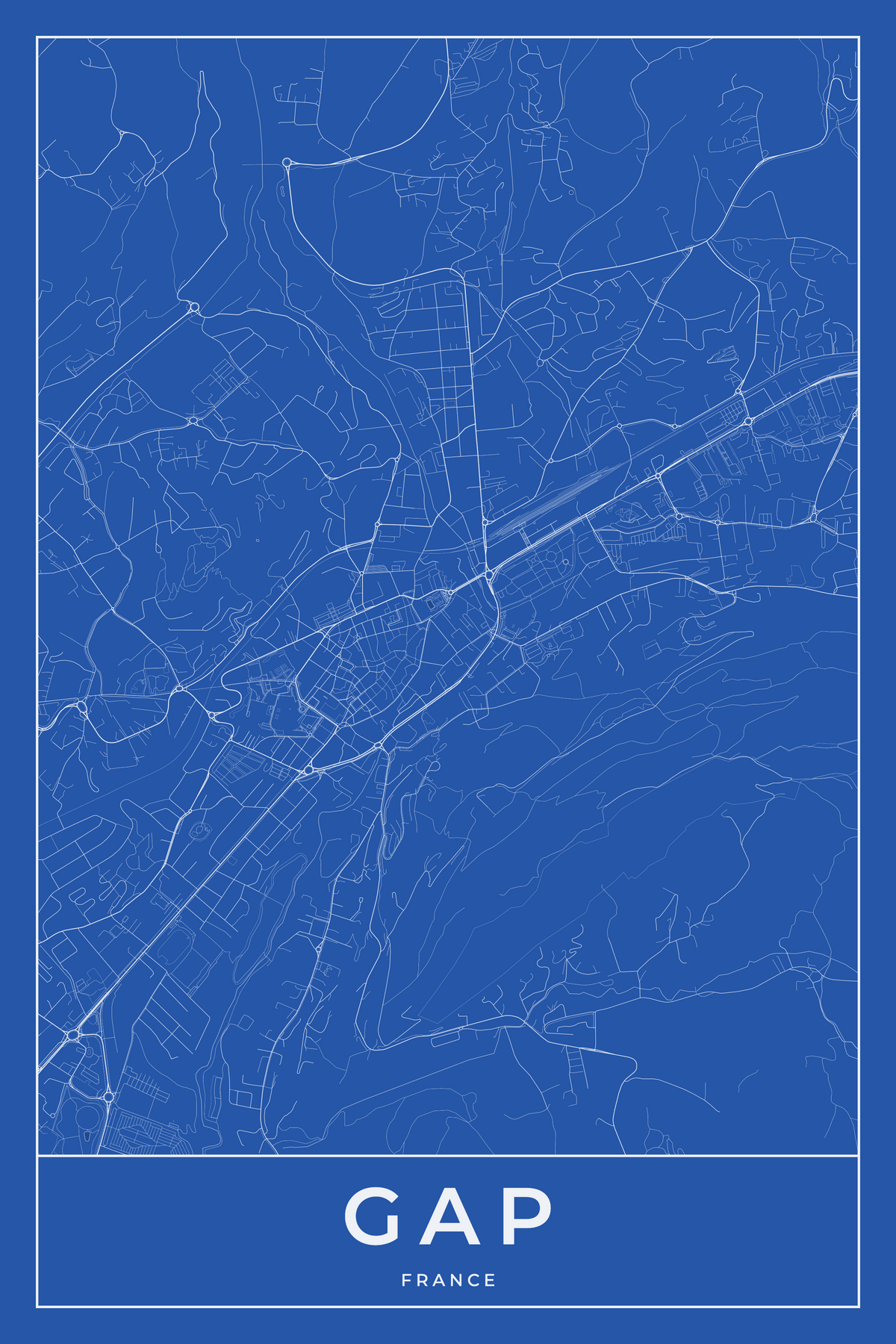 Carte de Gap bleue - Affiche personnalisée